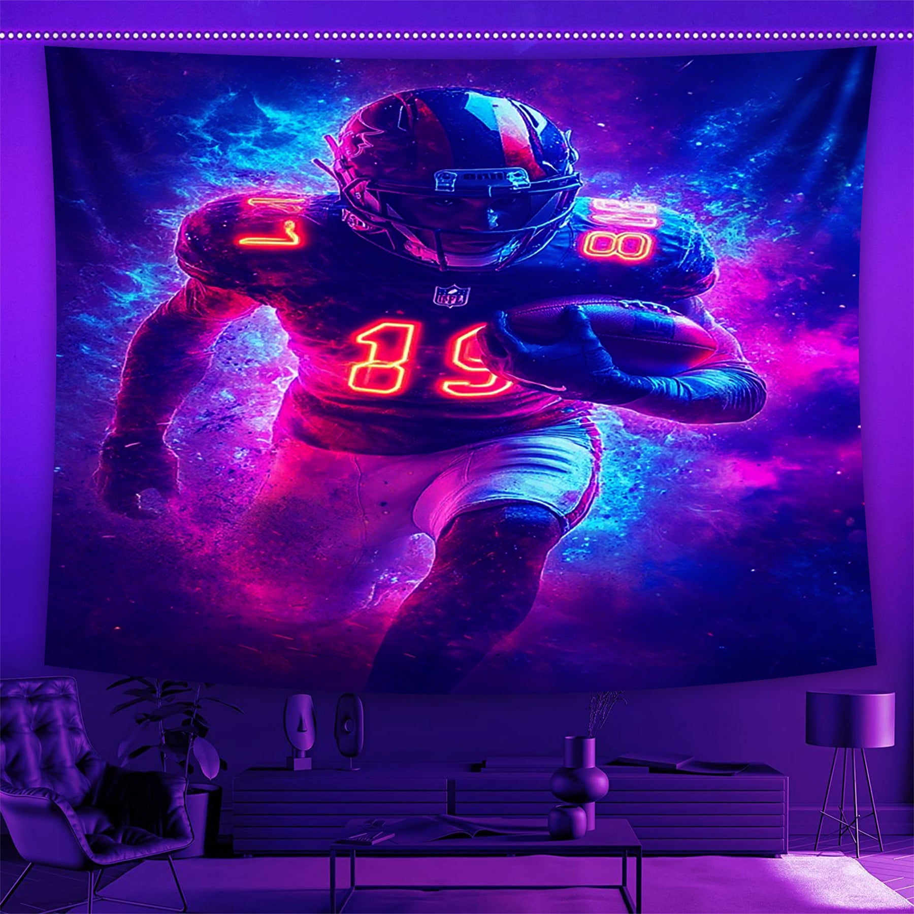 Football Pioneer Fluorescent Decorative Bedroom Tapestry