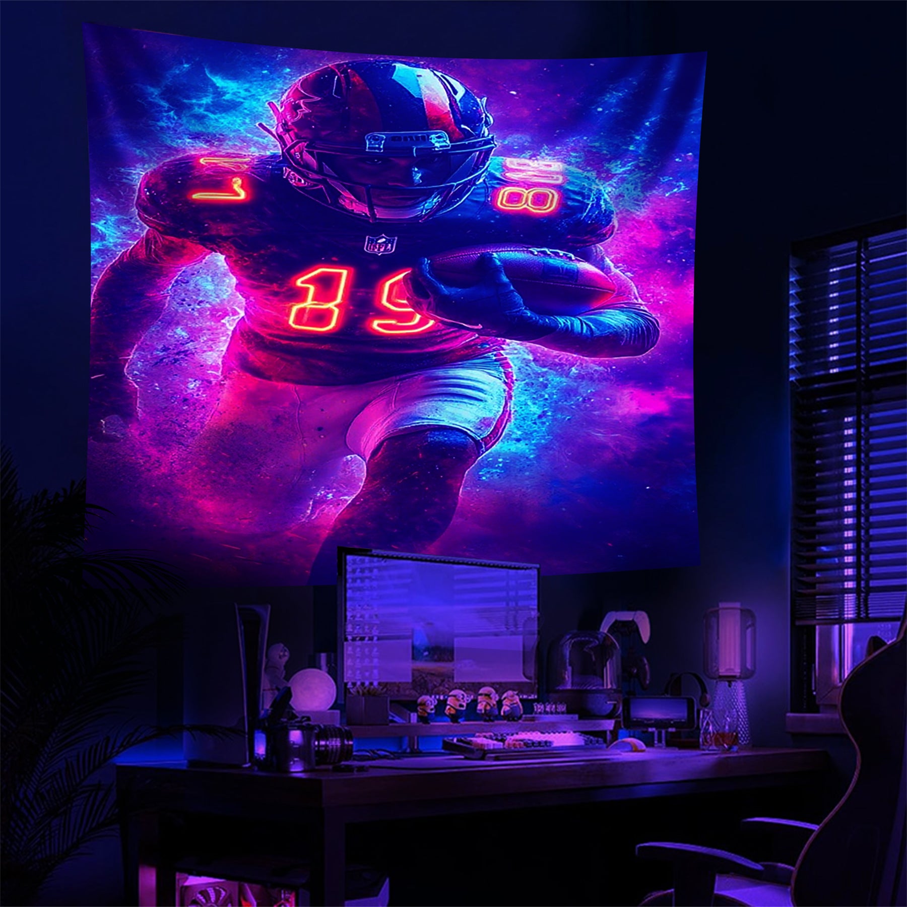 Football Pioneer Fluorescent Decorative Bedroom Tapestry
