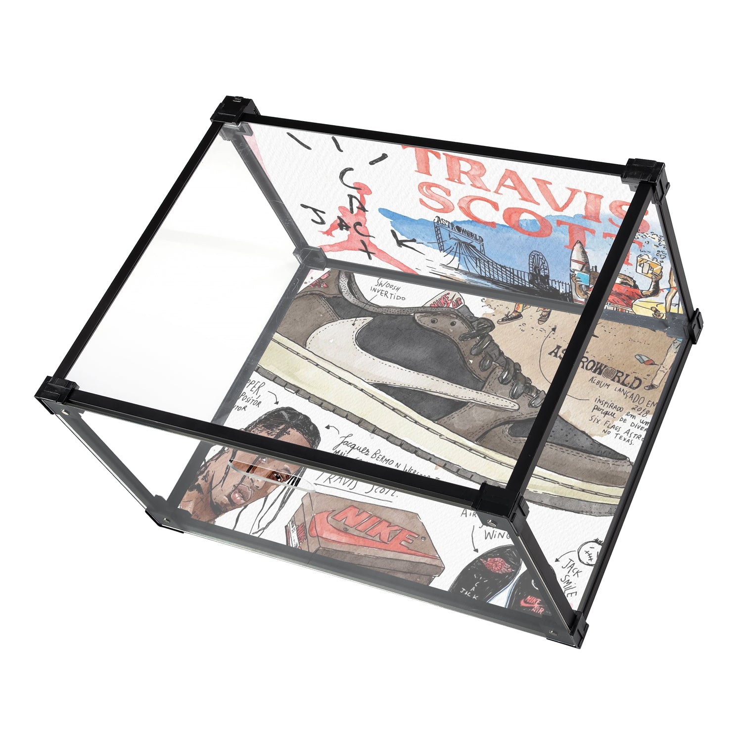 Air Jordan 1 Low x Travis Scott Illustration Custom Acrylic Shoe Display Box