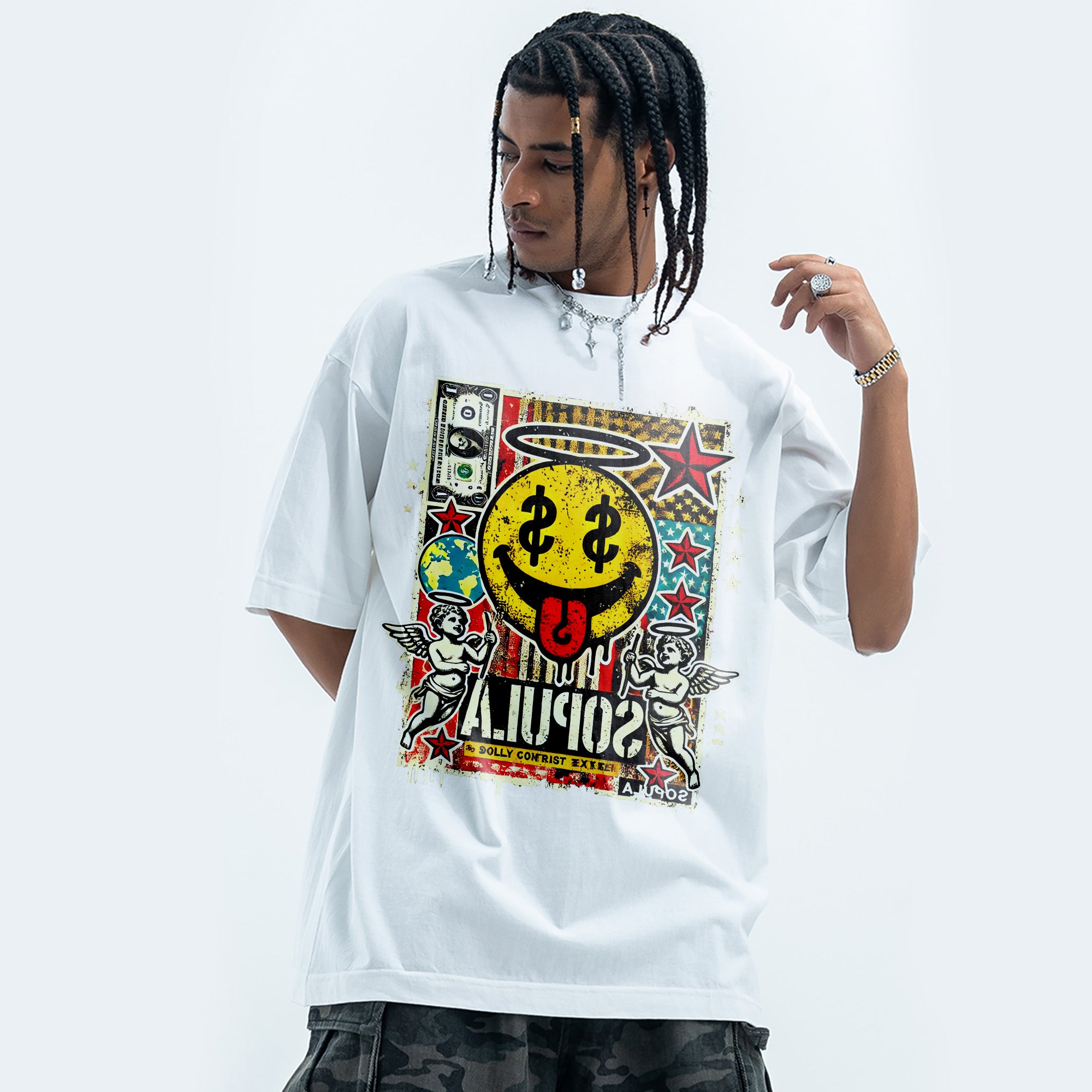 BVBOX Capital Punk T-Shirt Fashion Loose Cotton Short Sleeves