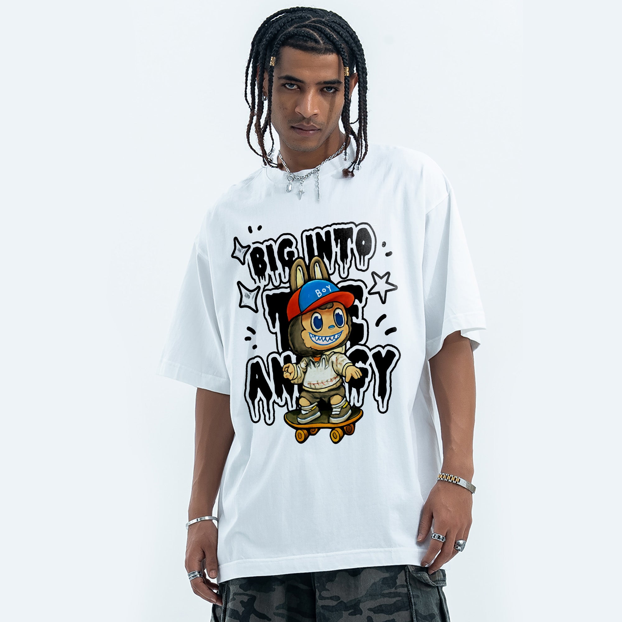 BVBOX Skateboard Rabbit Fashion Loose Cotton Short Sleeves