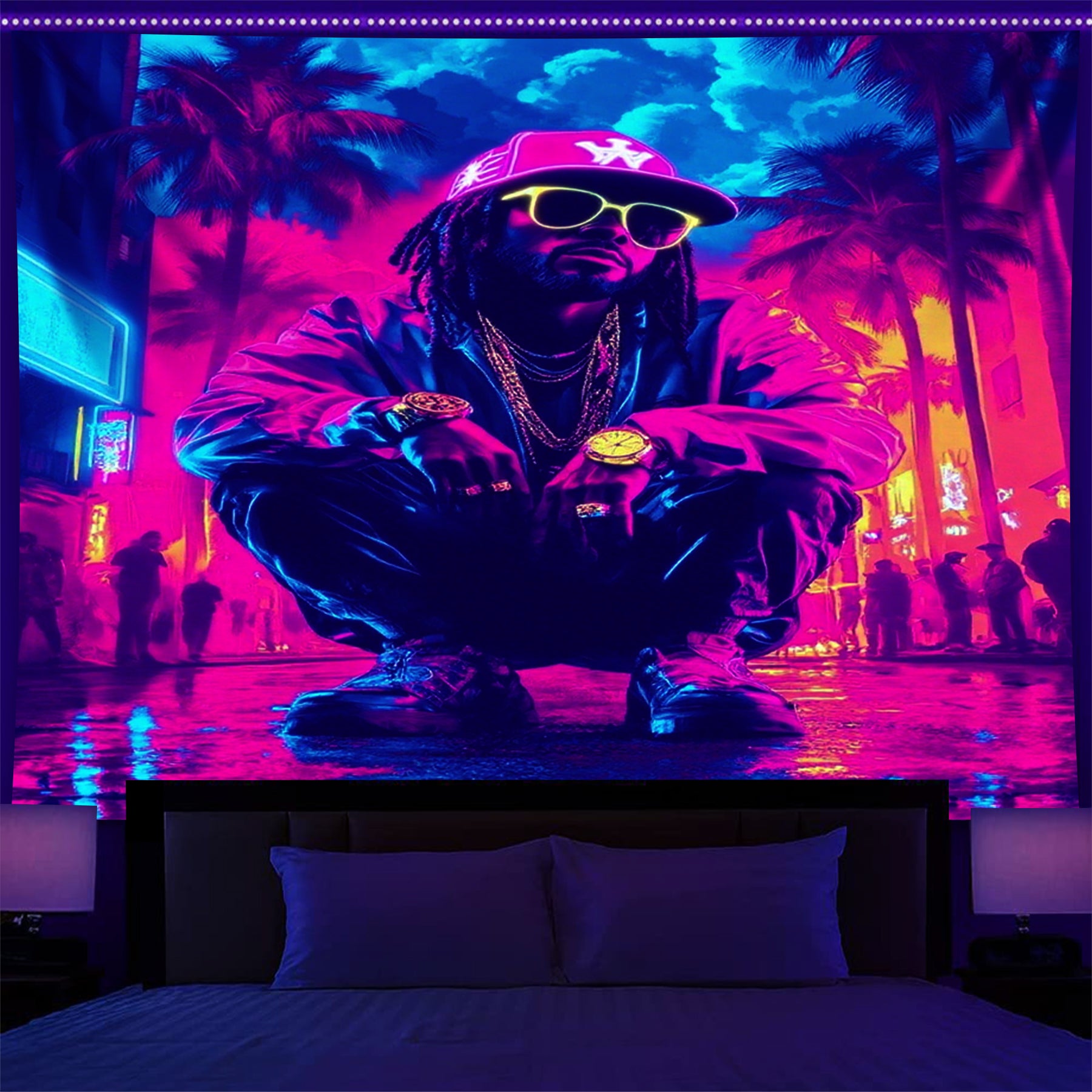 Street Fashionista Fluorescent Decorative Bedroom Tapestry