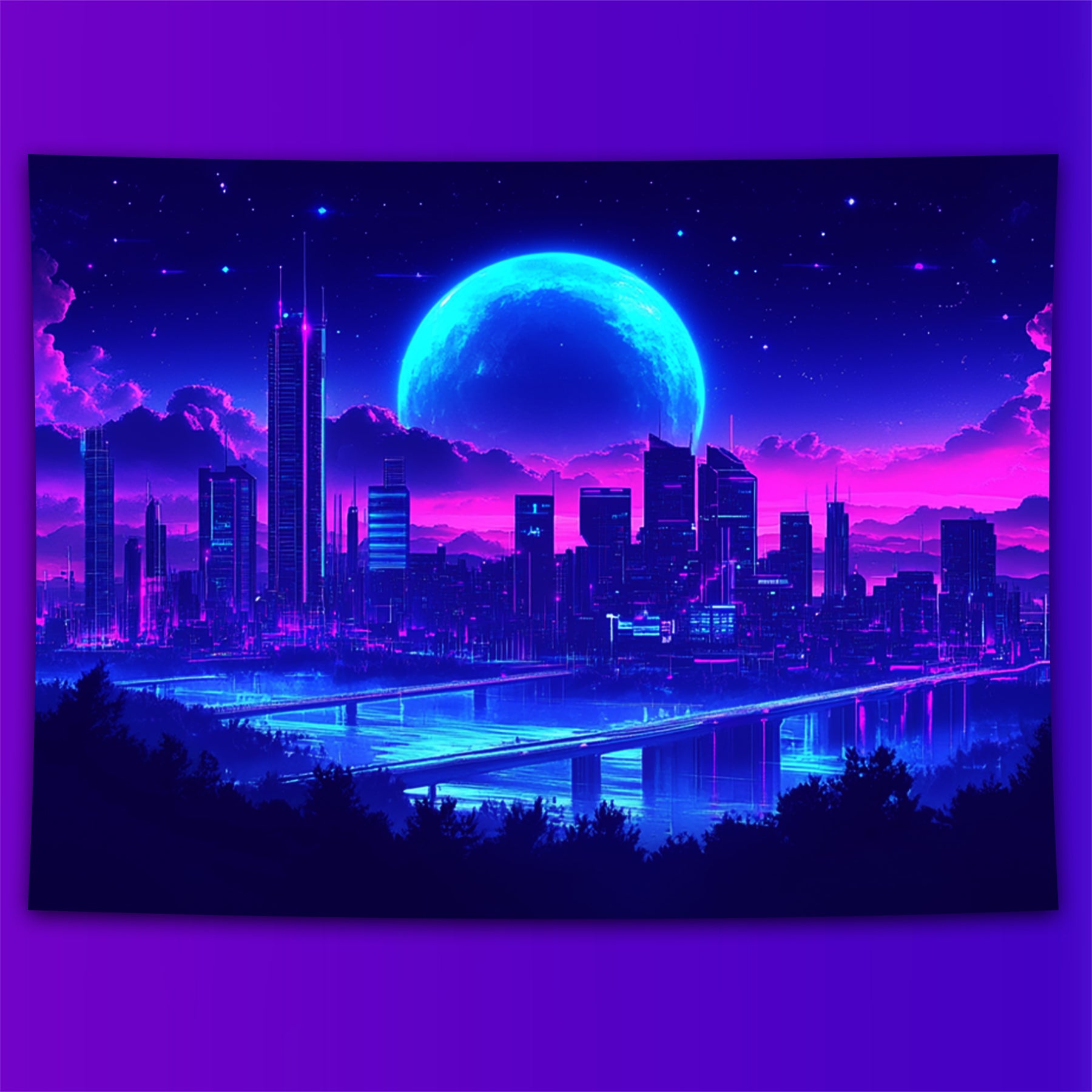 Neon Midnight Fluorescent Decorative Bedroom Tapestry