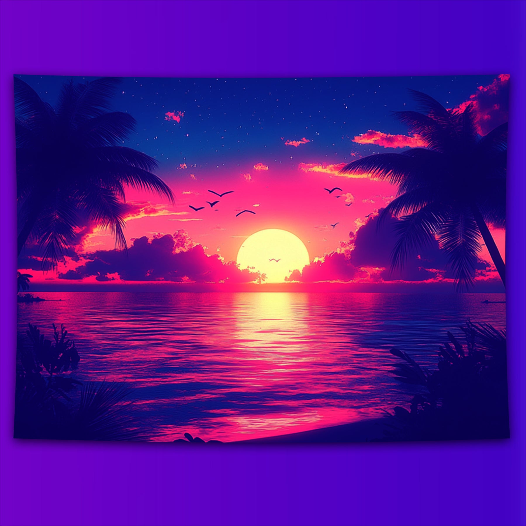 Sunset Mirage Fluorescent Decorative Bedroom Tapestry