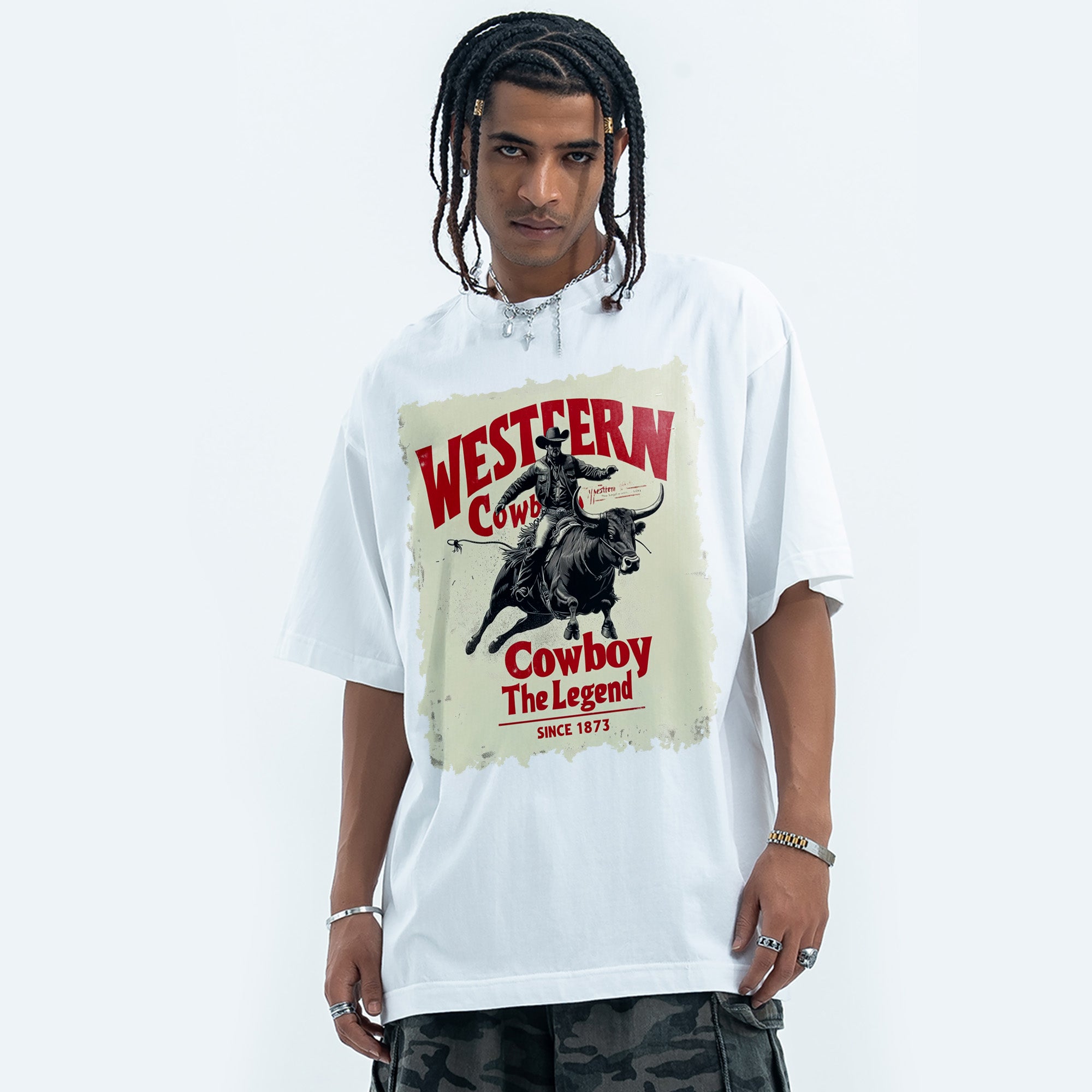 BVBOX The Cowboy Era T-Shirt Fashion Loose Cotton Short Sleeves