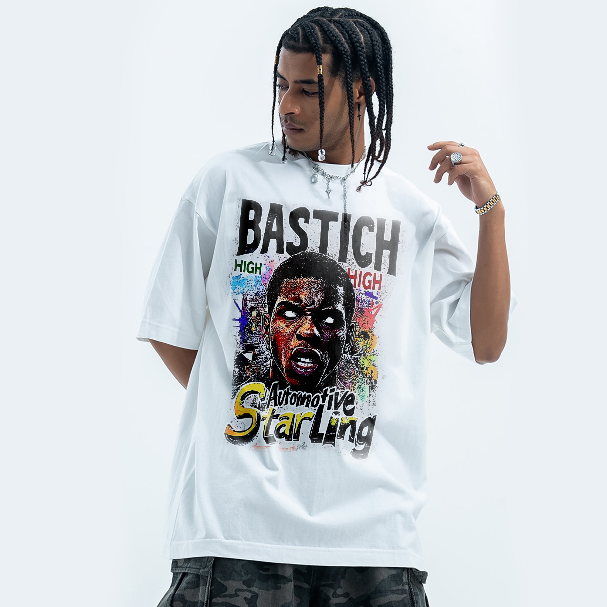 BVBOX Star Motive T-Shirt Fashion Loose Cotton Short Sleeves