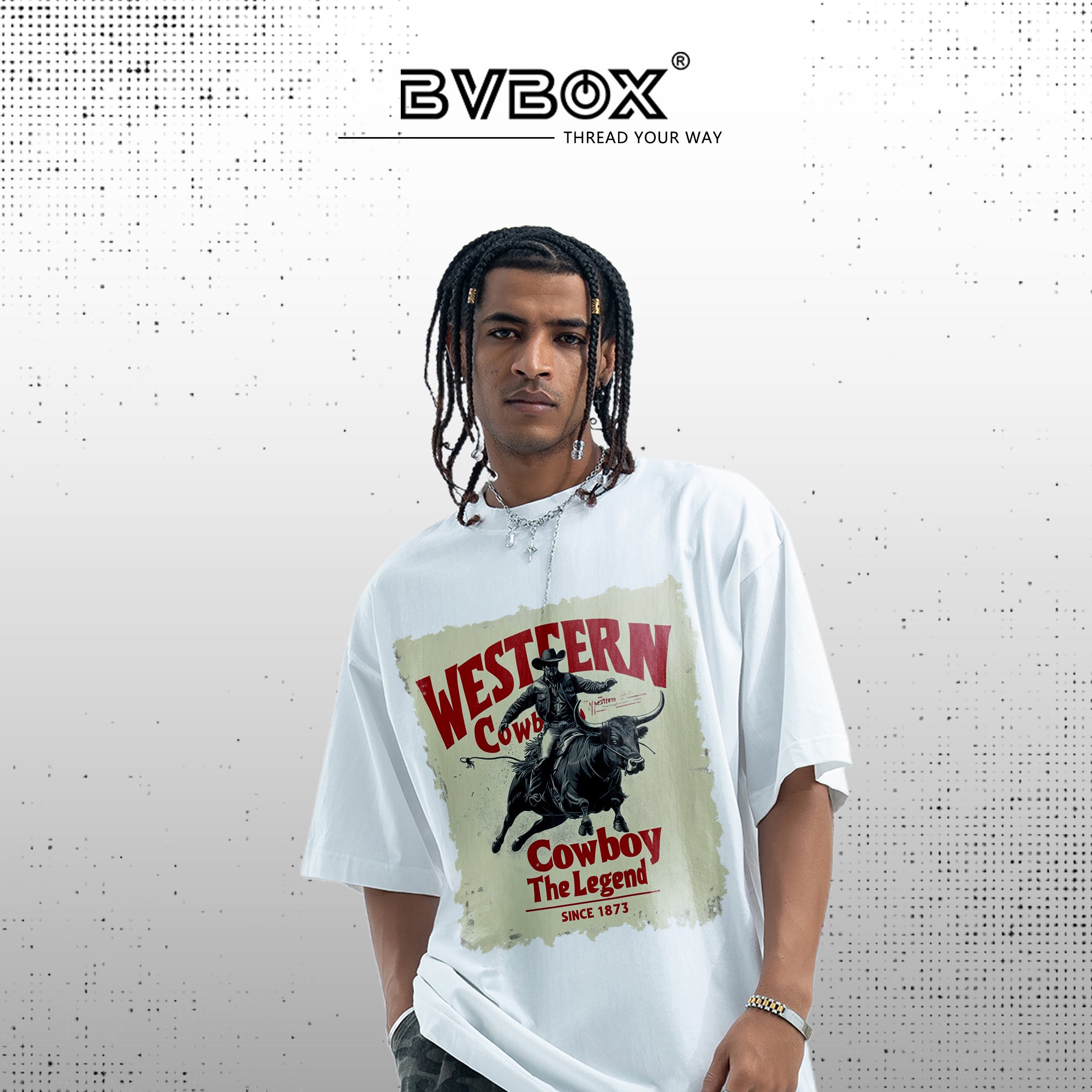 BVBOX The Cowboy Era T-Shirt Fashion Loose Cotton Short Sleeves