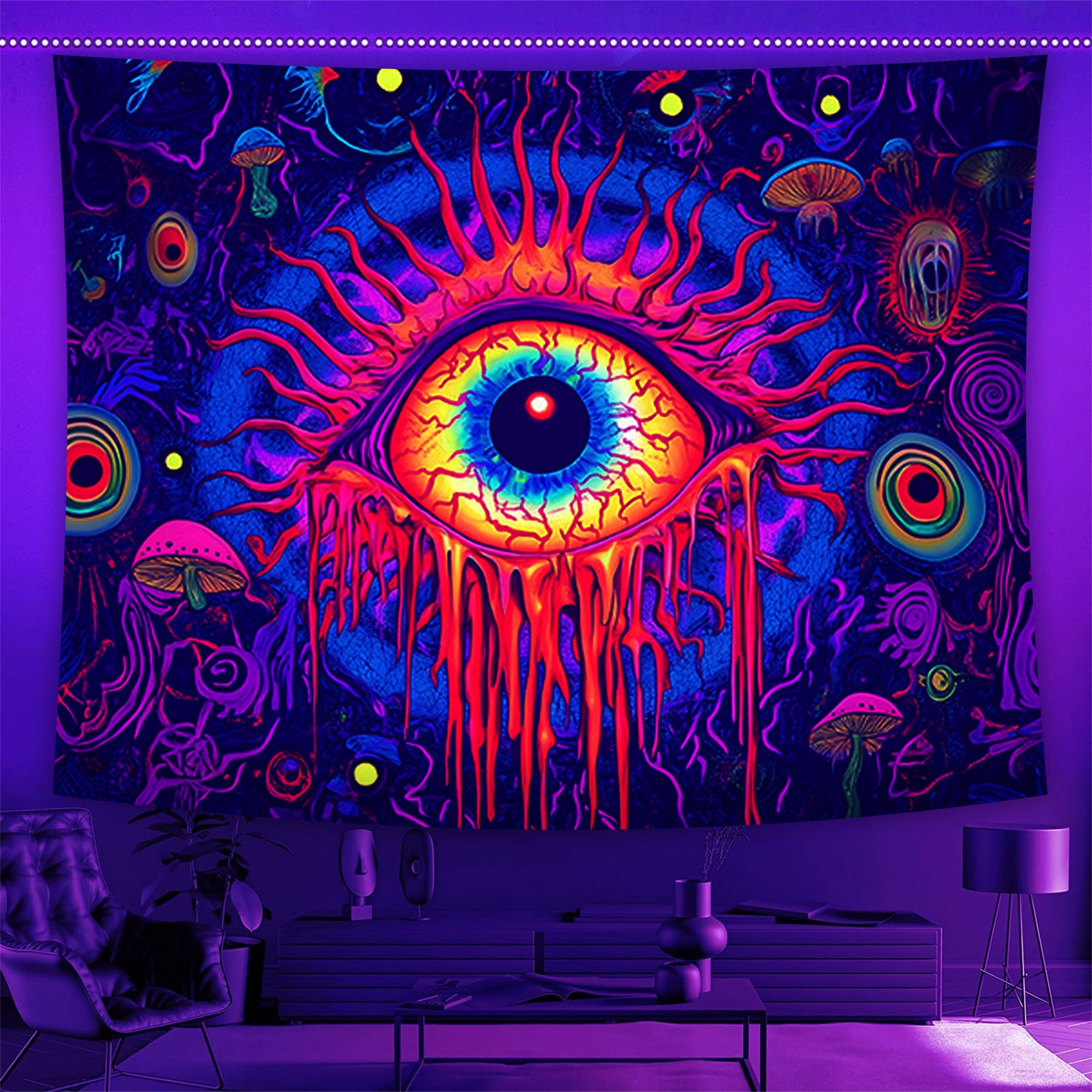 Vision Core Fluorescent Decorative Bedroom Tapestry