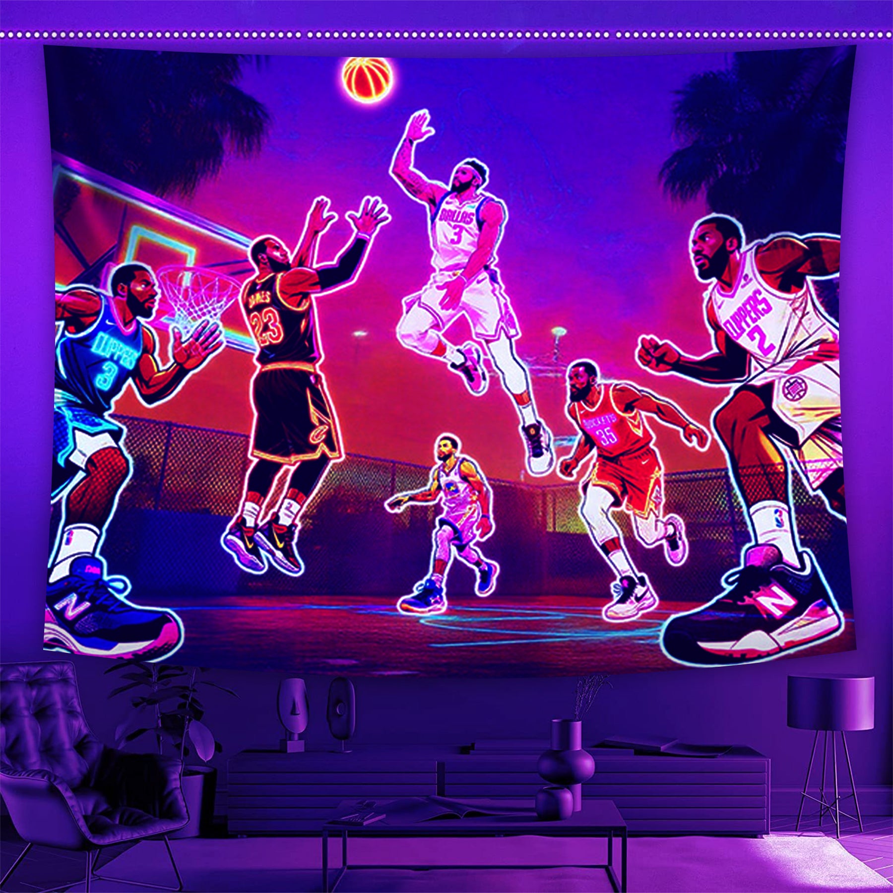 Cyber Slam Dunk Fluorescent Decorative Bedroom Tapestry