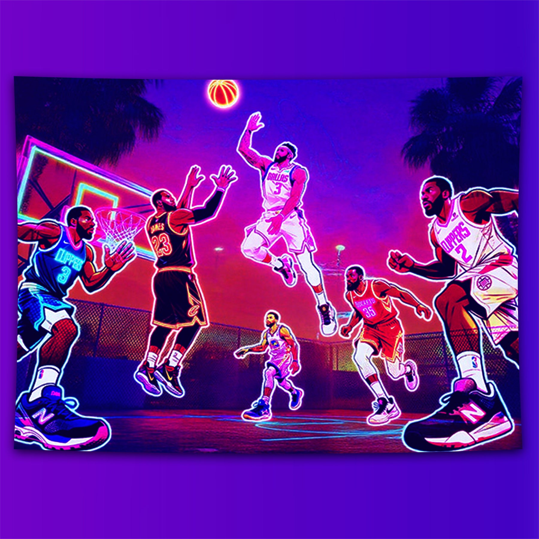 Cyber Slam Dunk Fluorescent Decorative Bedroom Tapestry