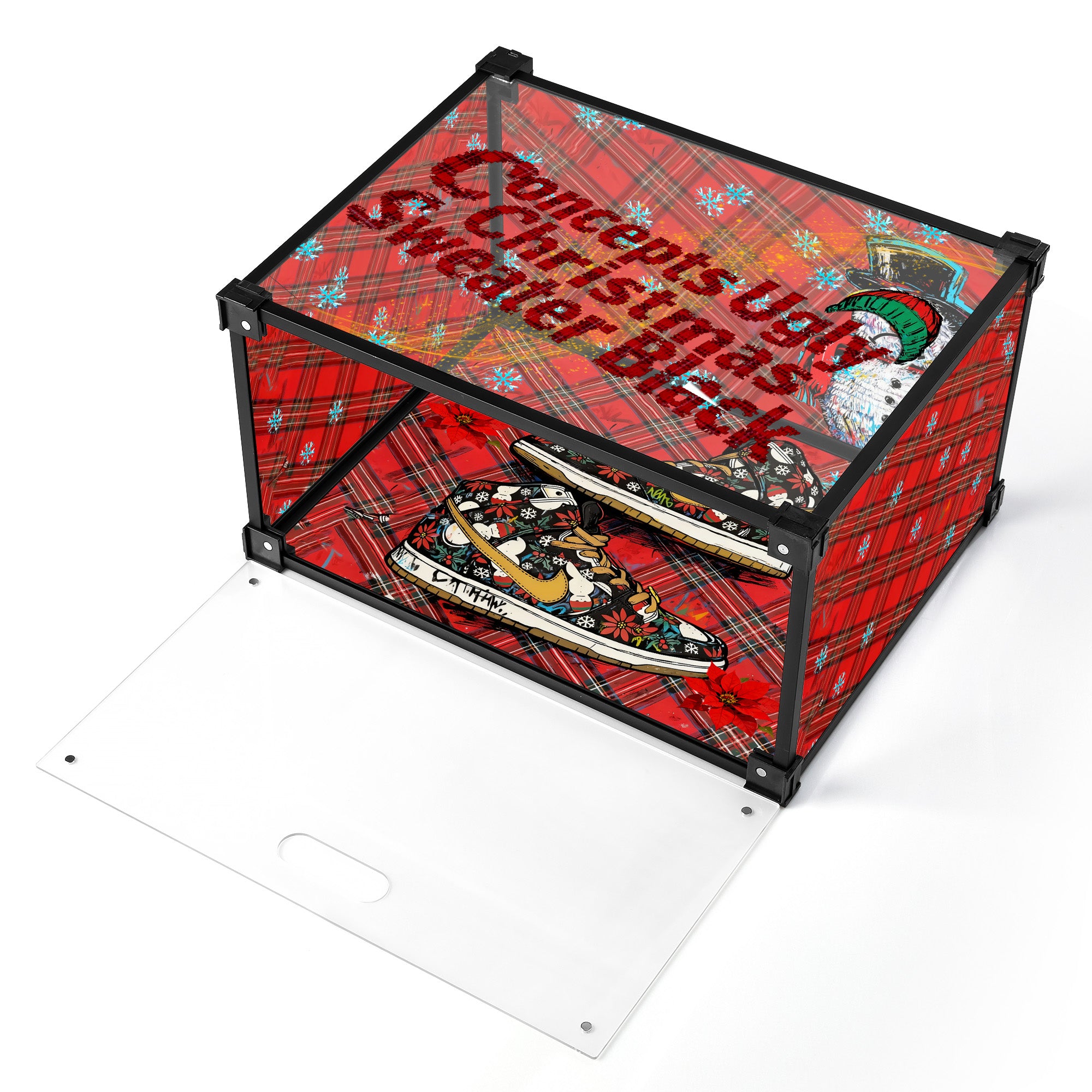 Plaid Christmas Sneaker Custom Acrylic Display Shoe Box