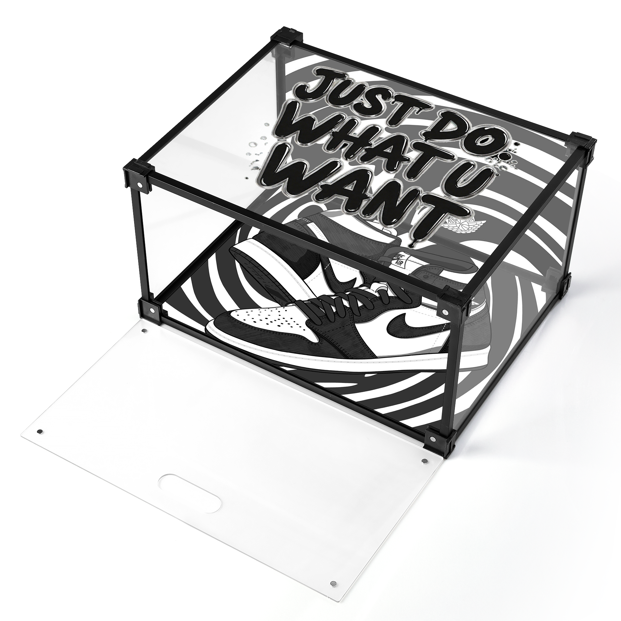 Black And White Graffiti Custom Acrylic Shoe Display Box