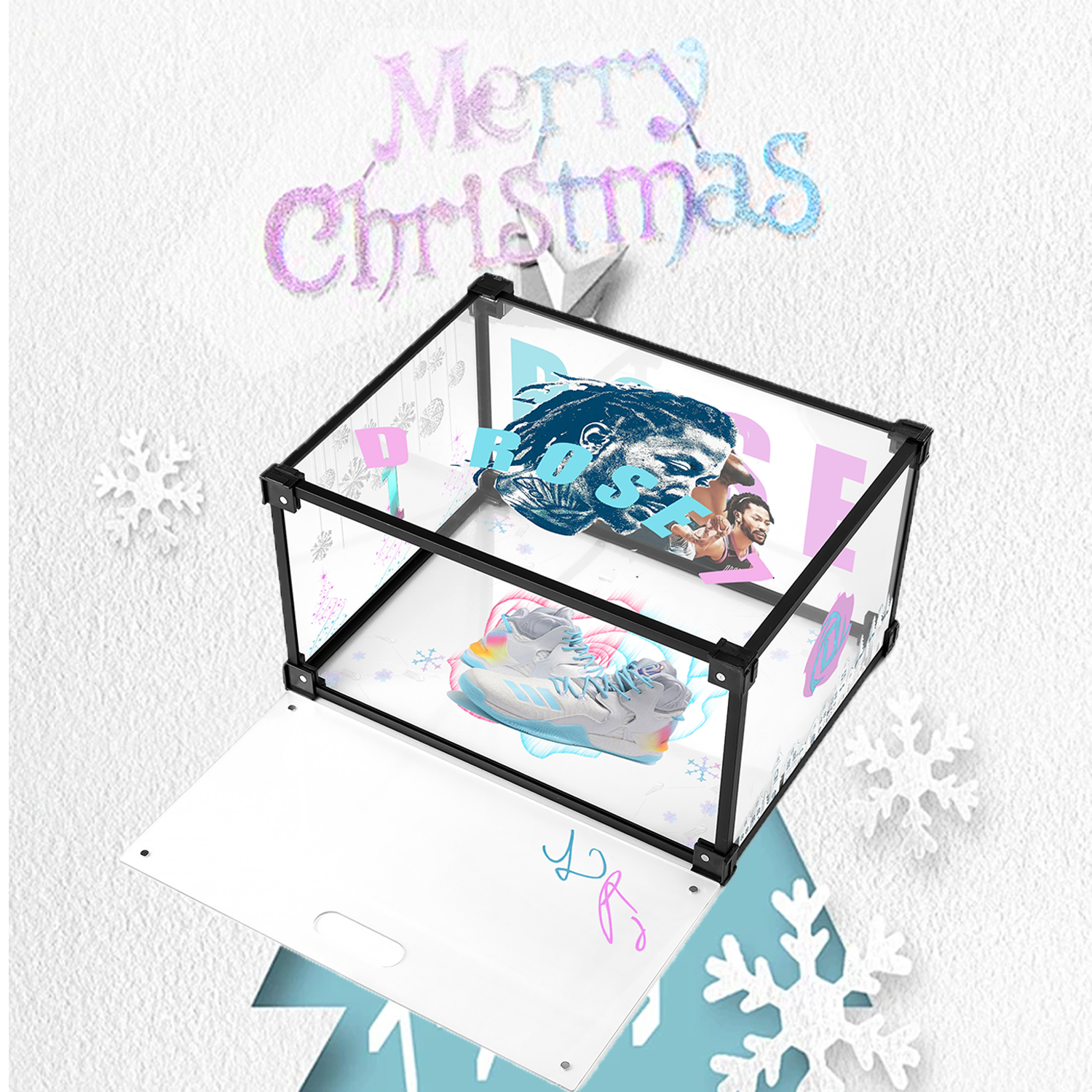 Rose Frost D Rose 7 White Christmas Custom Acrylic Display Shoe Box