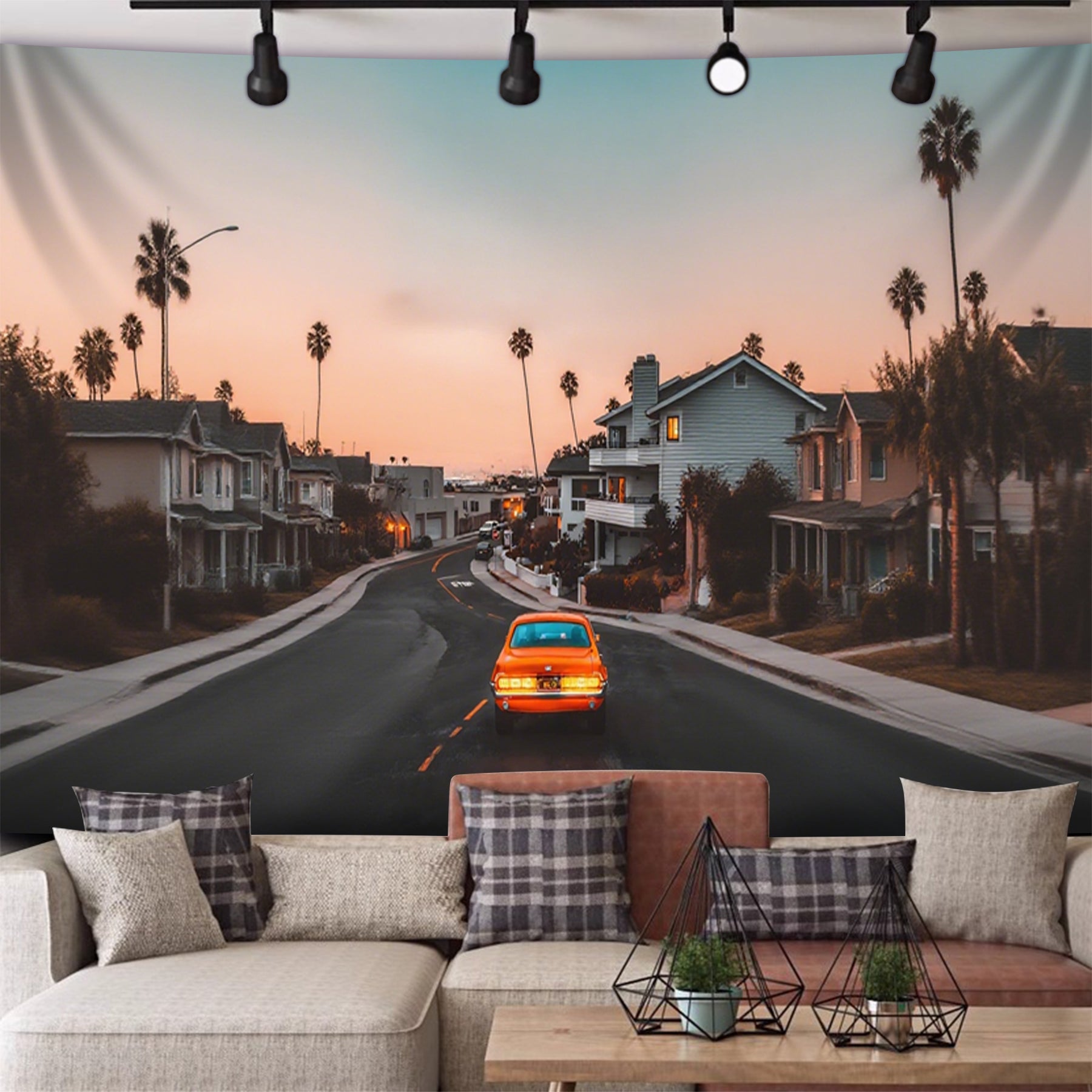 Palm Sunset Road Fashion Wall Haning Decoration Tapestry