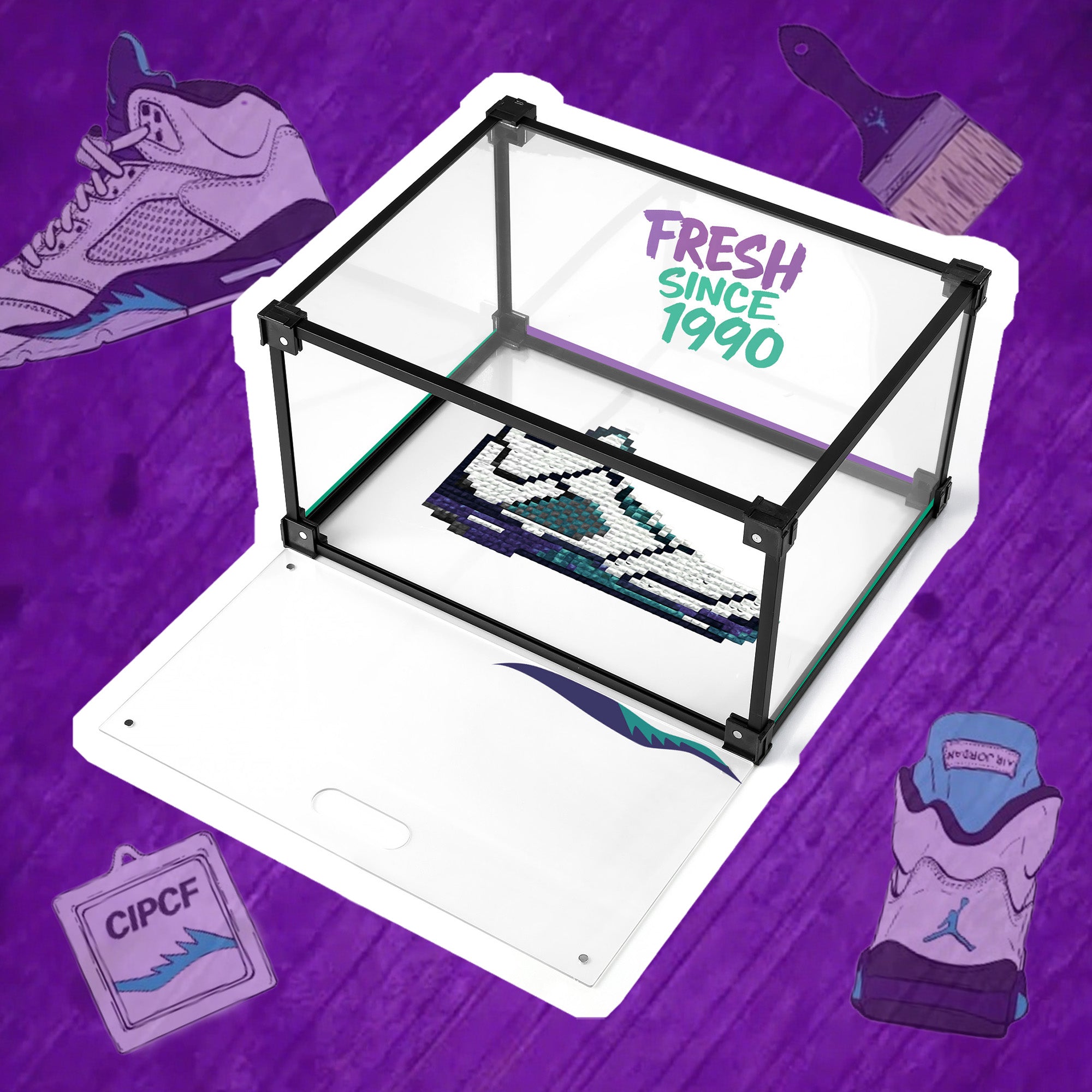 AJ5 Grape Custom Acrylic Shoe Display Box