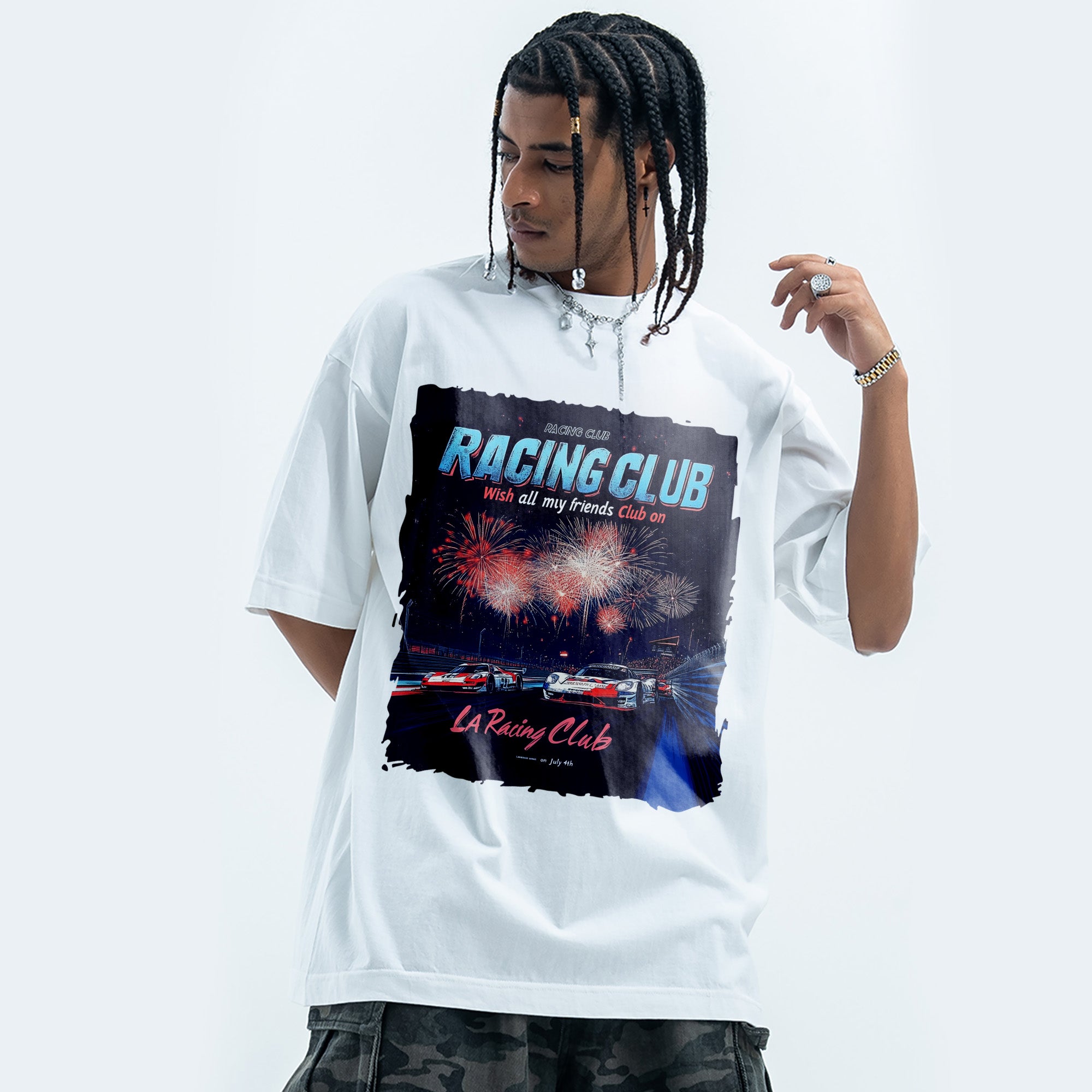 BVBOX Midnight Grand Prix T-Shirt Fashion Loose Cotton Short Sleeves