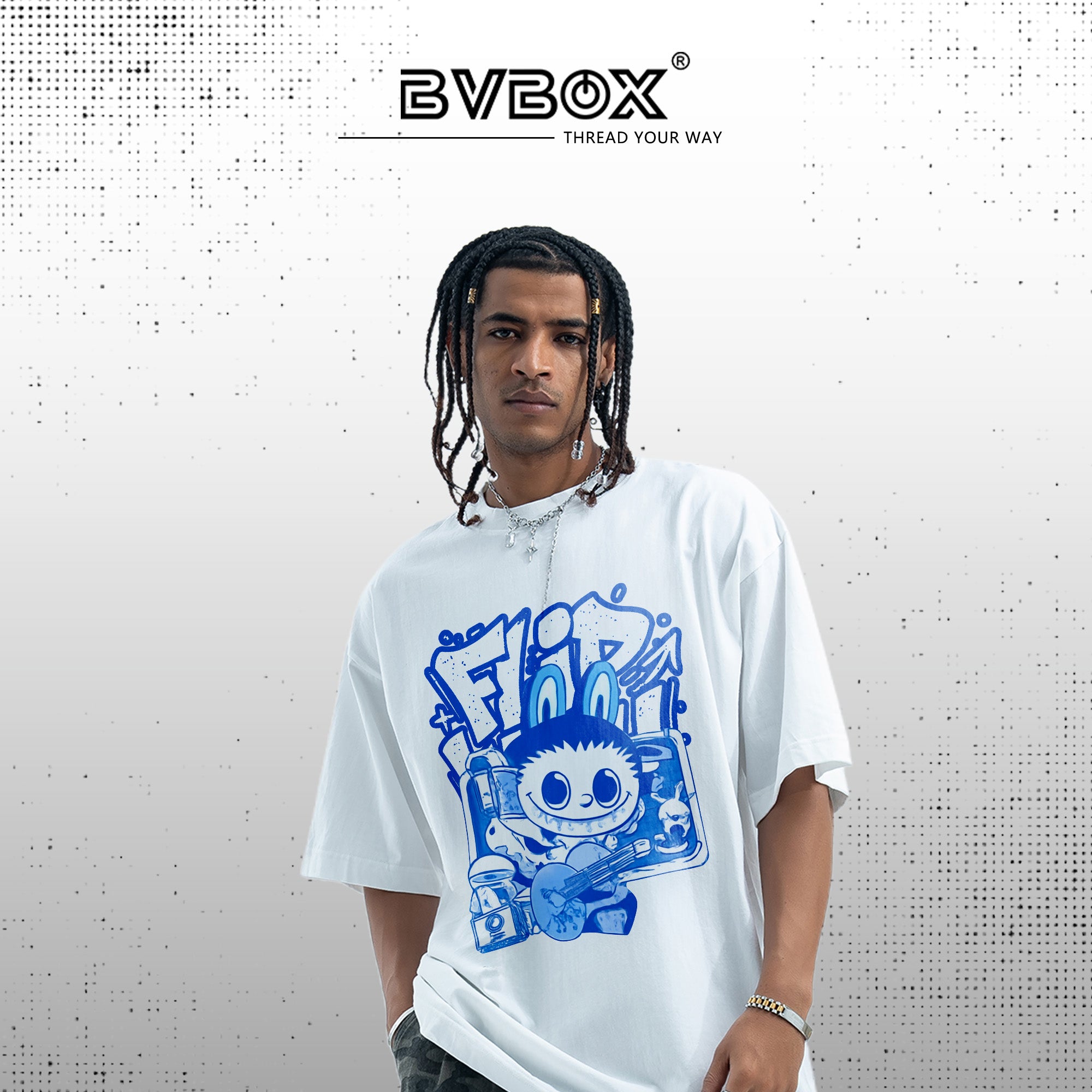 BVBOX Blues Fashion Loose Cotton Short Sleeves