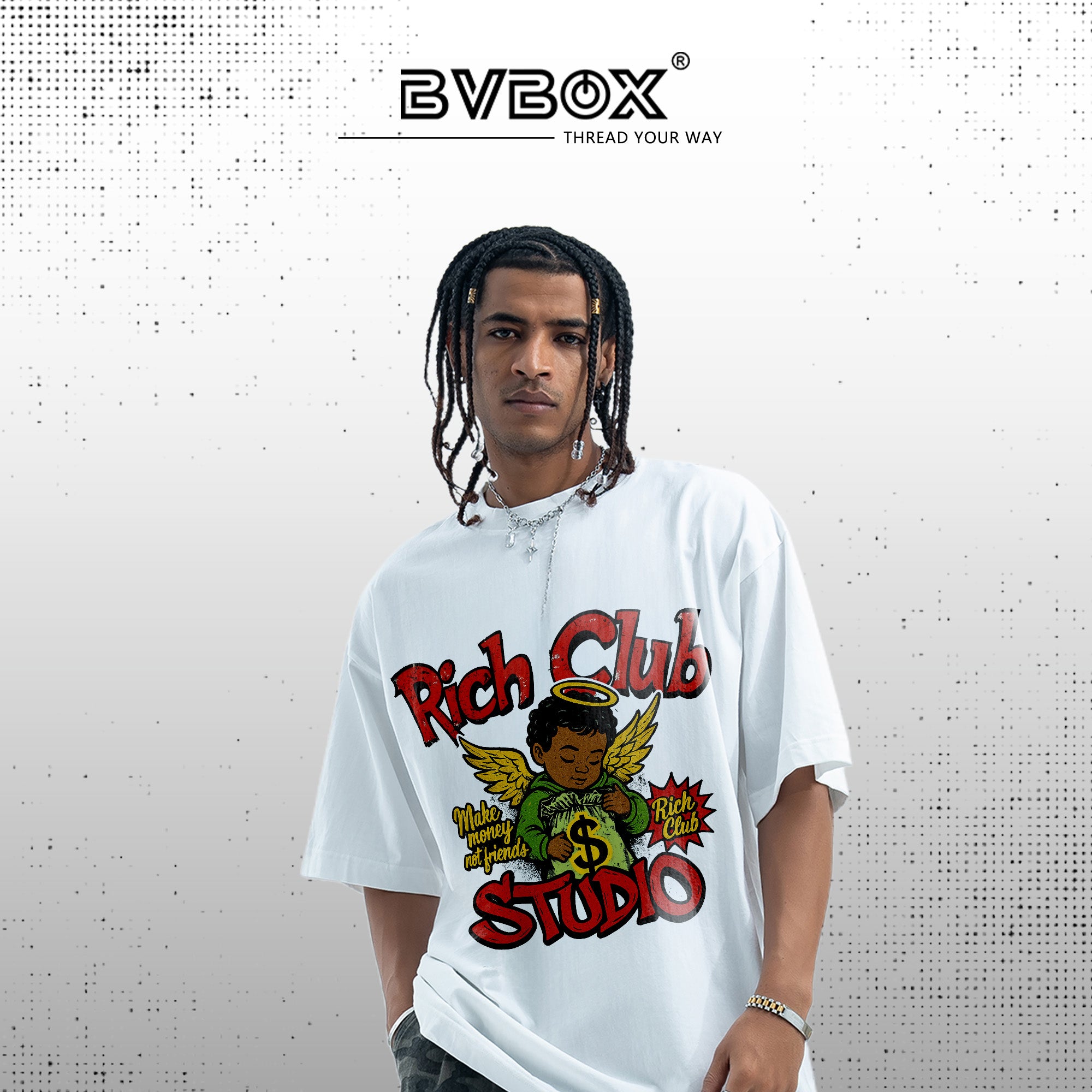 BVBOX Rich Angel Fashion Loose Cotton Short Sleeves