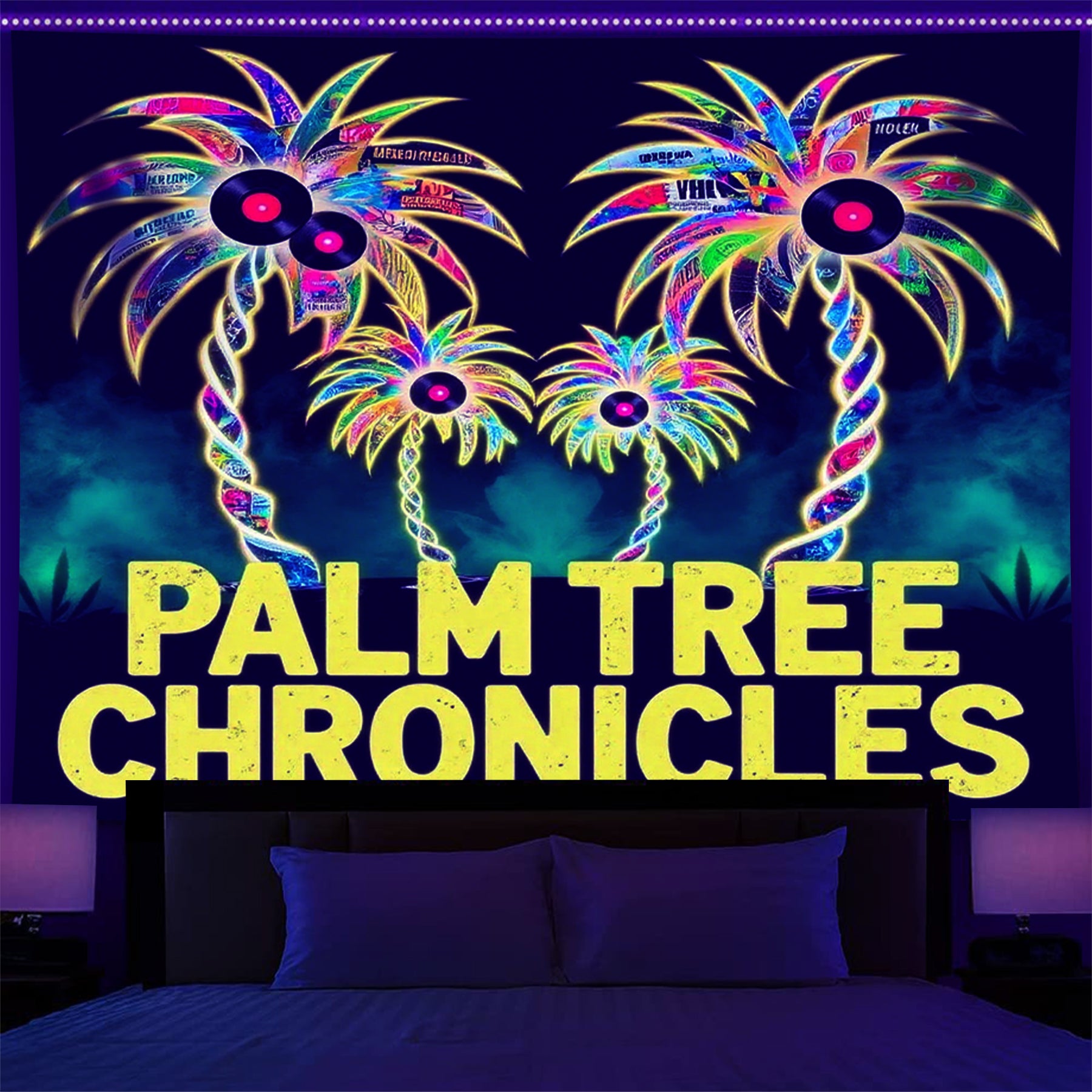 Colorful Coconut Trees Fluorescent Decorative Bedroom Tapestry