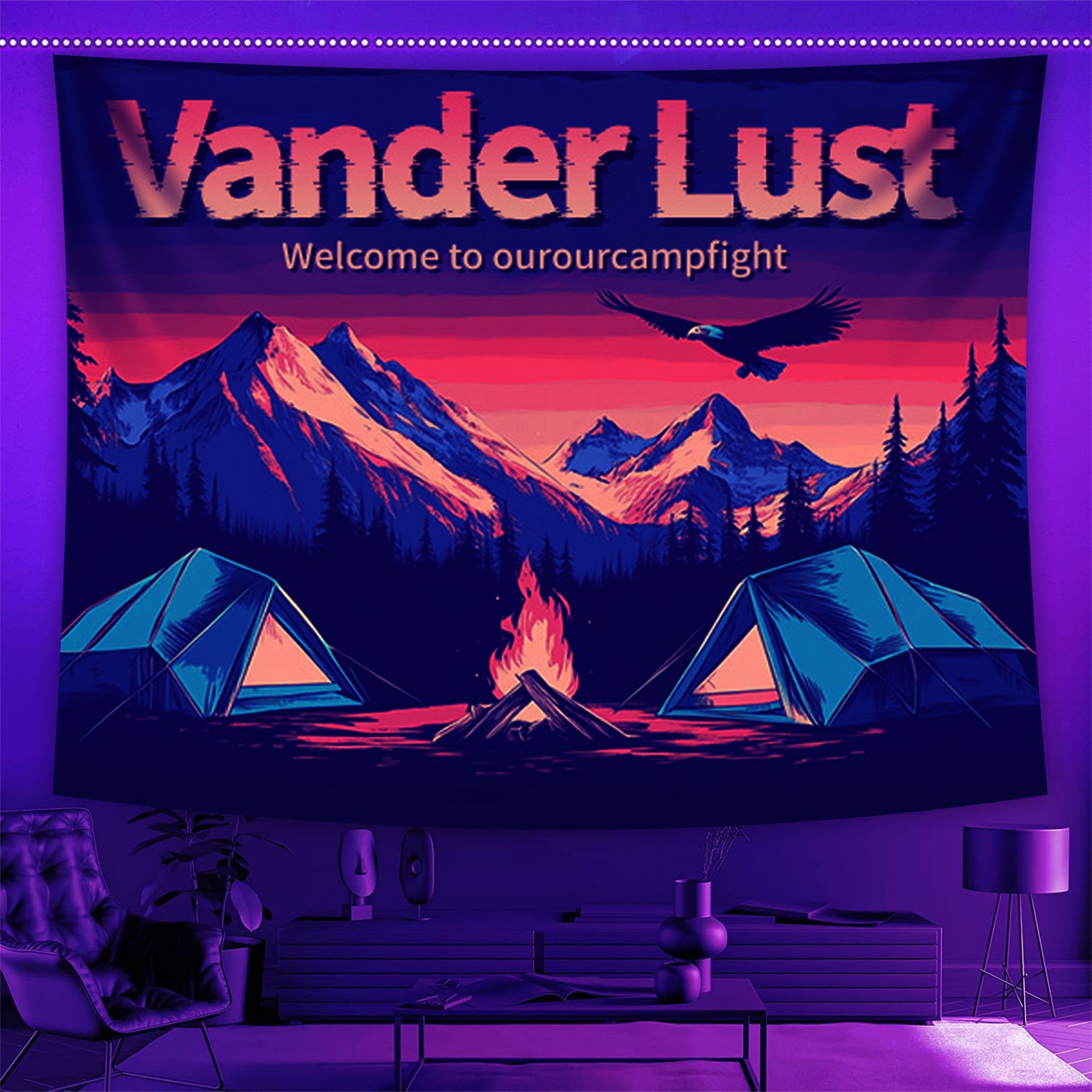Wild Heart Fluorescent Decorative Bedroom Tapestry