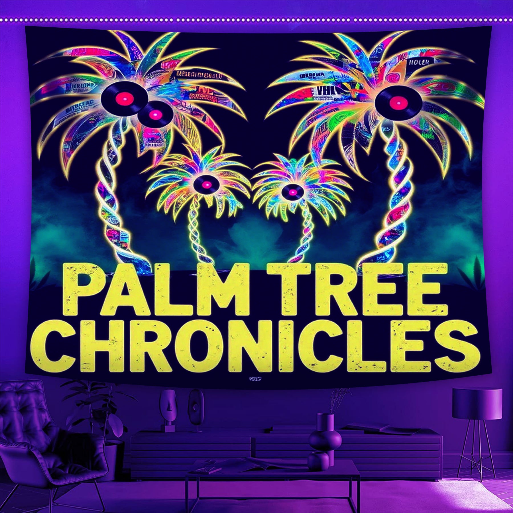 Colorful Coconut Trees Fluorescent Decorative Bedroom Tapestry