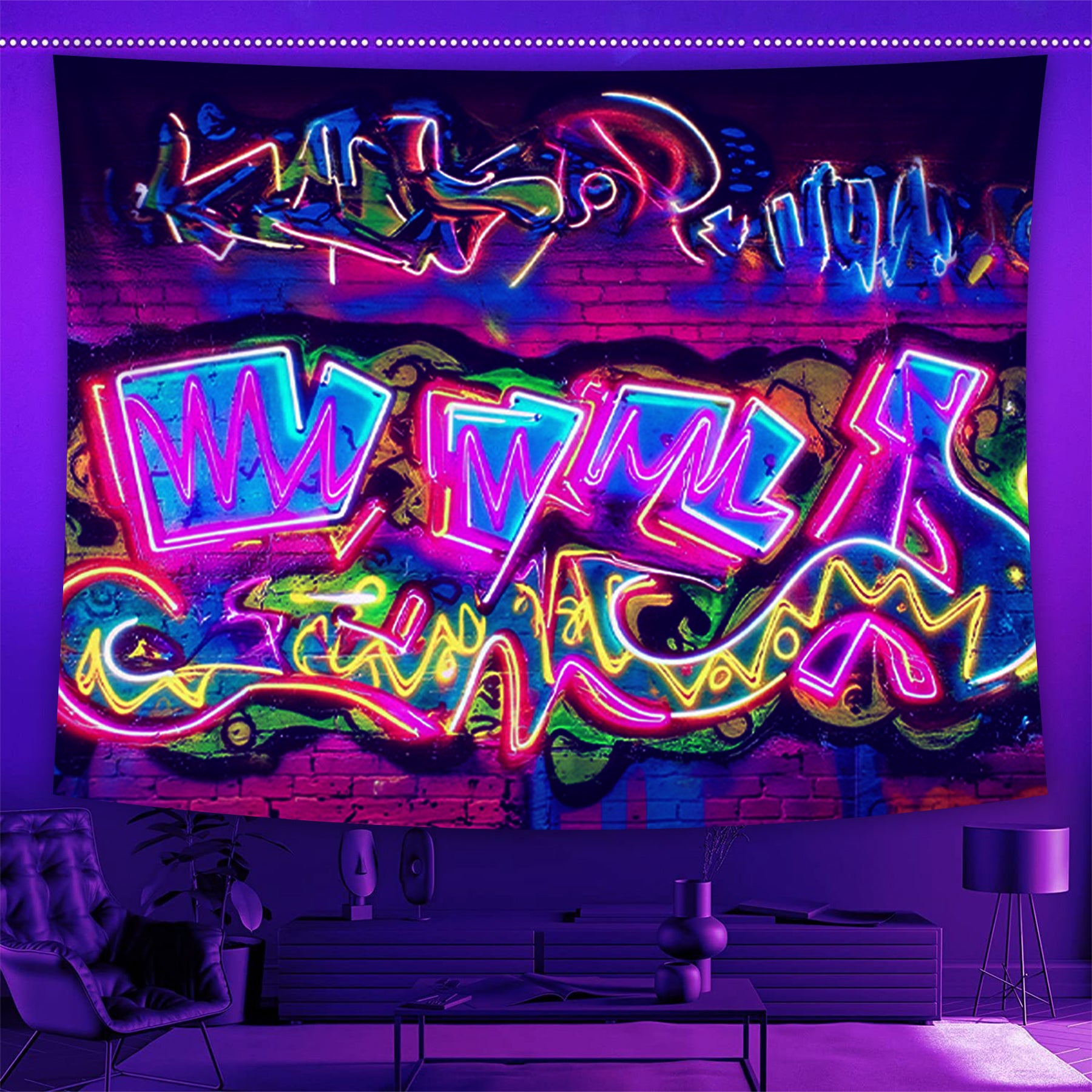 Neon Graffiti Fluorescent Decorative Bedroom Tapestry