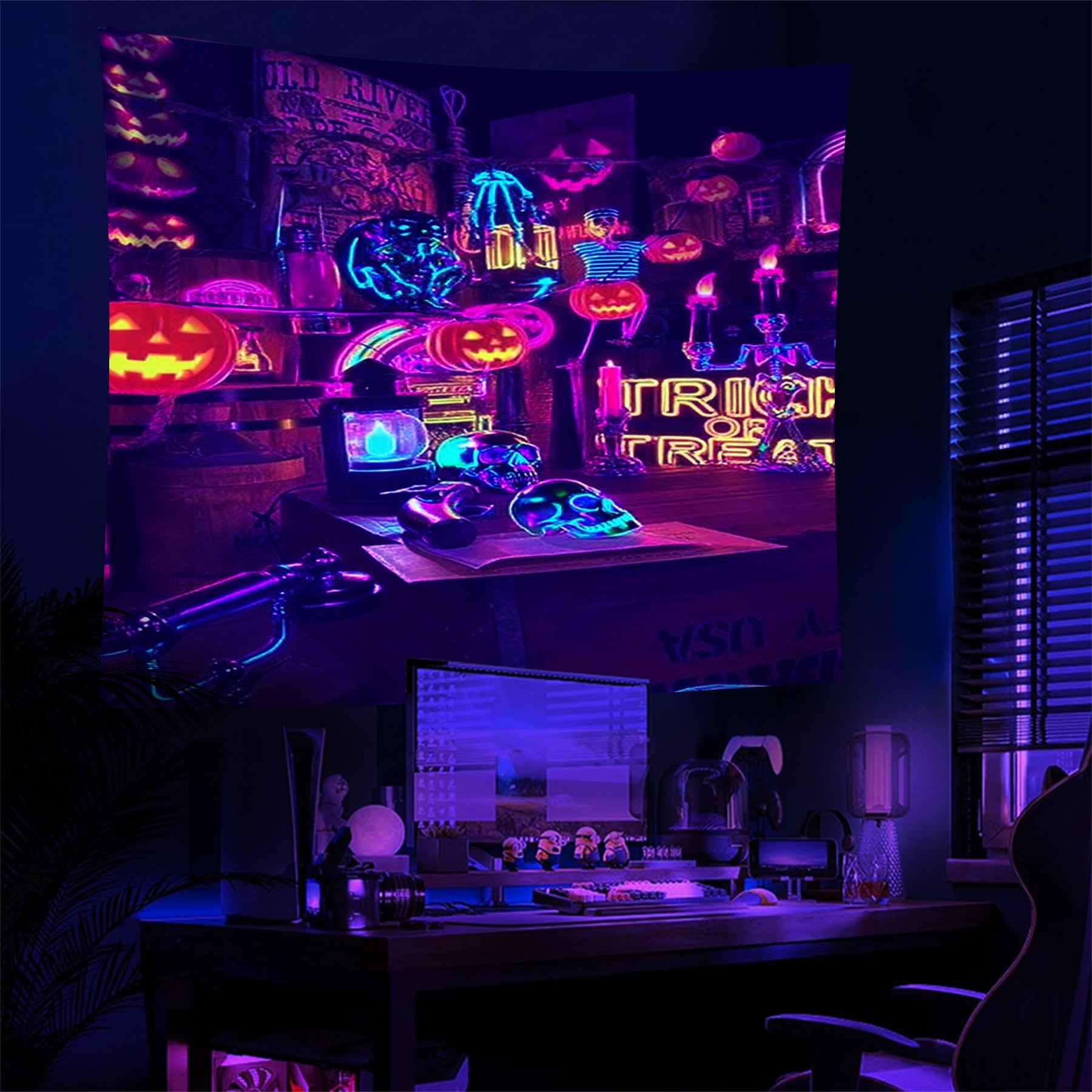 Halloween Night Fluorescent Decorative Bedroom Tapestry