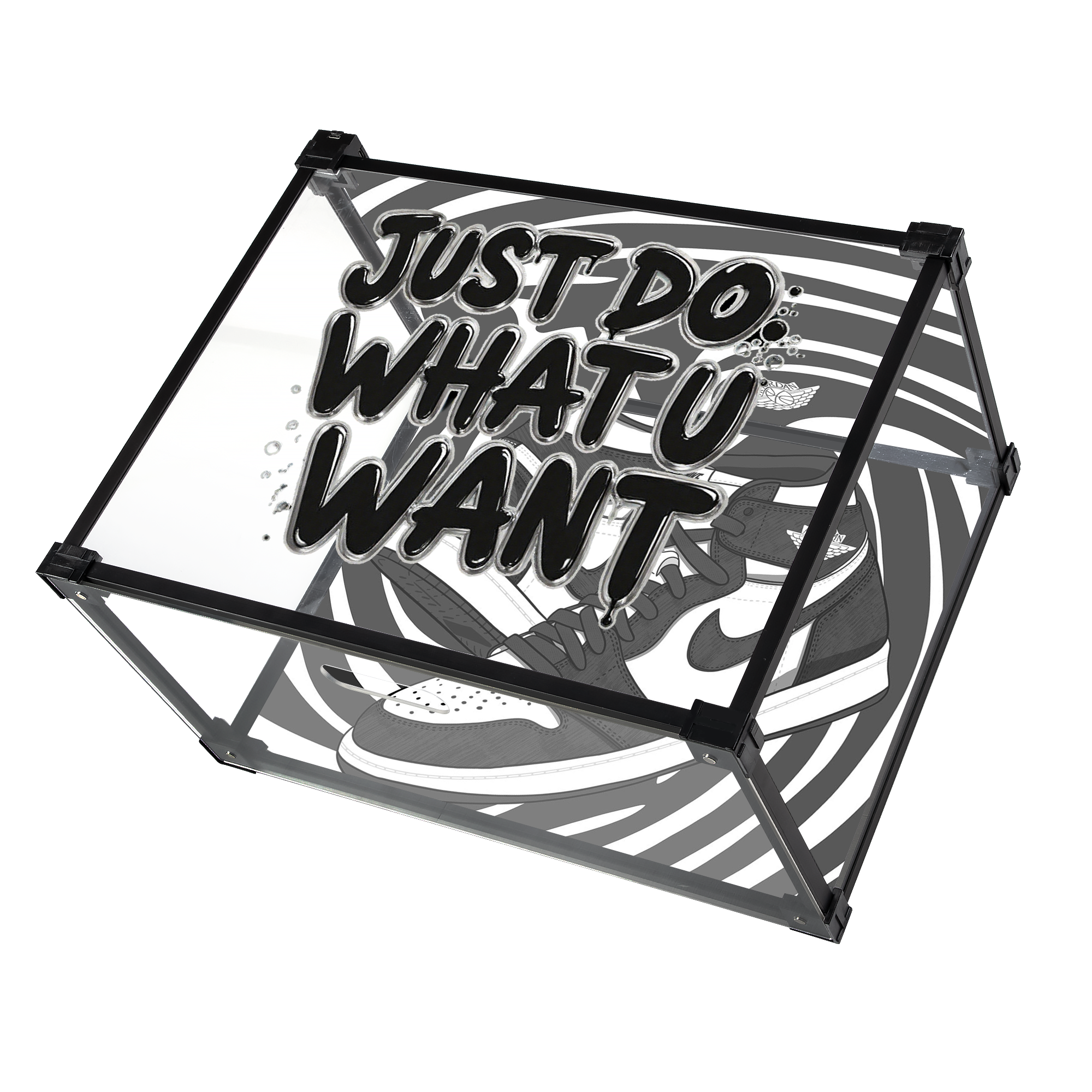 Black And White Graffiti Custom Acrylic Shoe Display Box