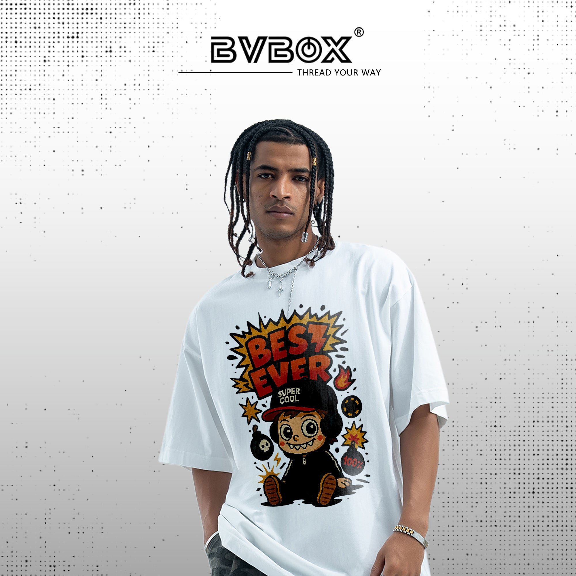 BVBOX Funny Boy Fashion Loose Cotton Short Sleeves