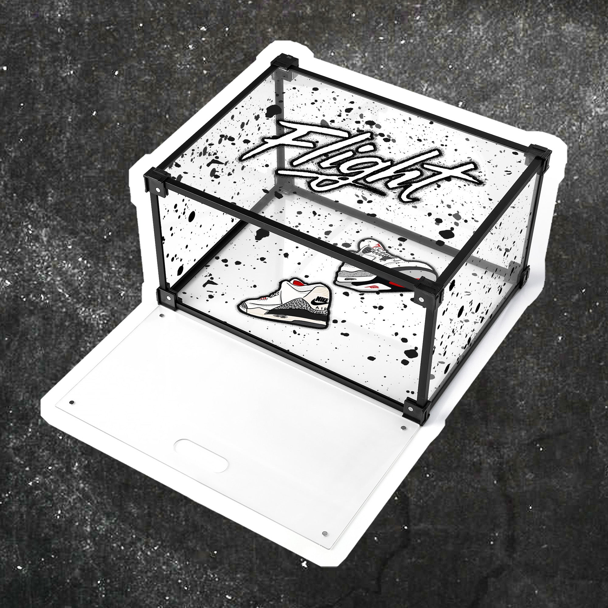 AJ4 White Cement Splash Custom Acrylic Shoe Display Box