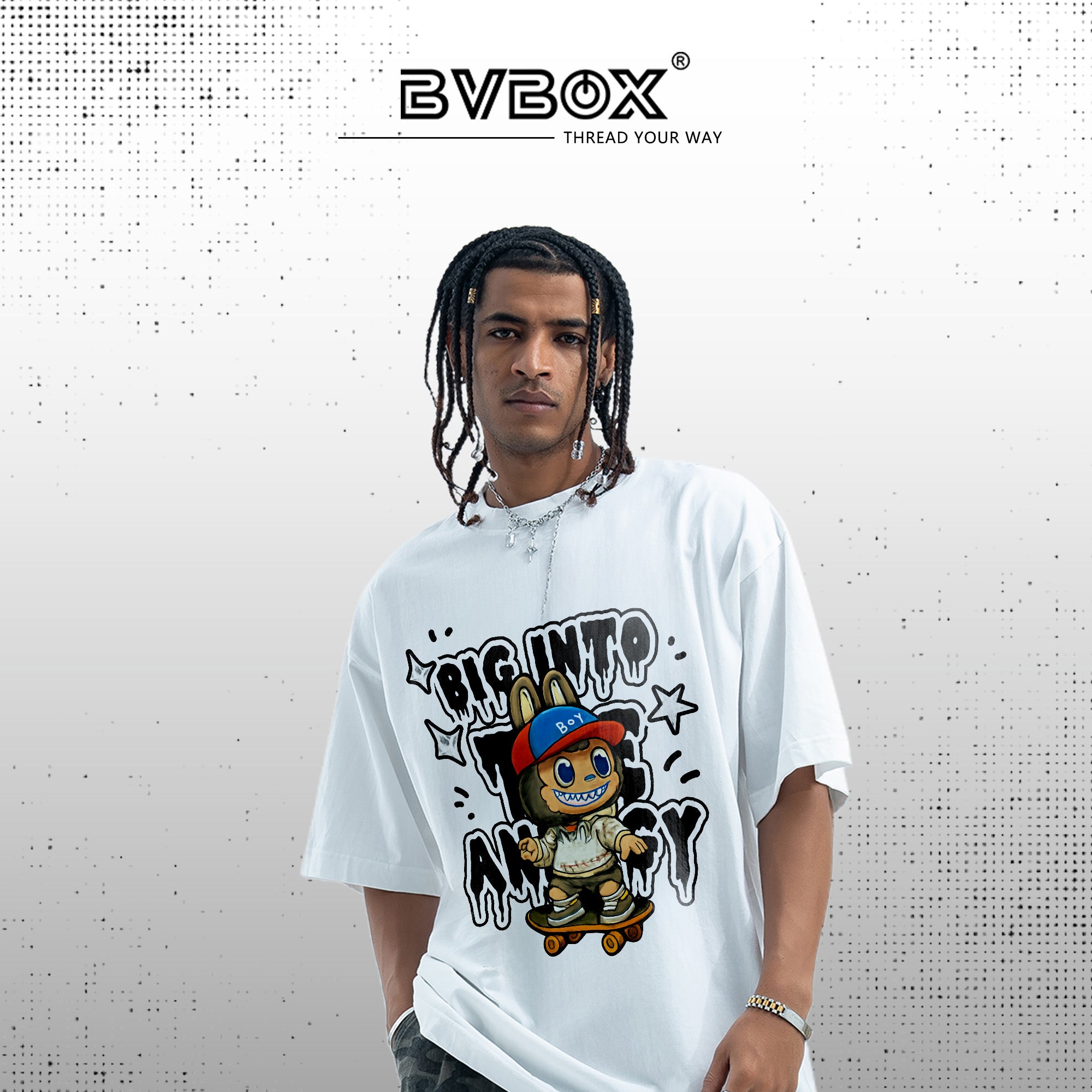 BVBOX Skateboard Rabbit Fashion Loose Cotton Short Sleeves