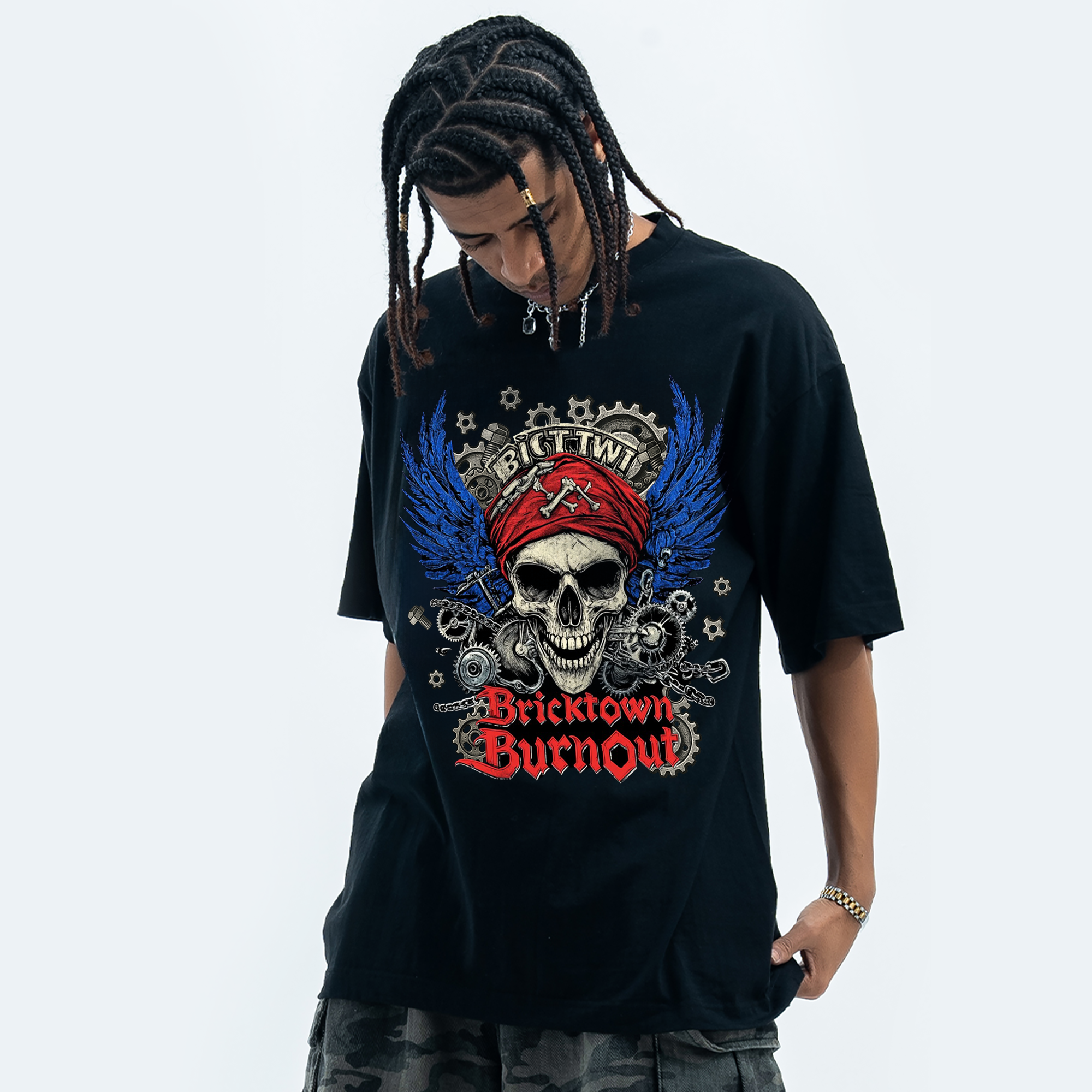 BVBOX Shadow Bones Fashion Loose Cotton Short Sleeves