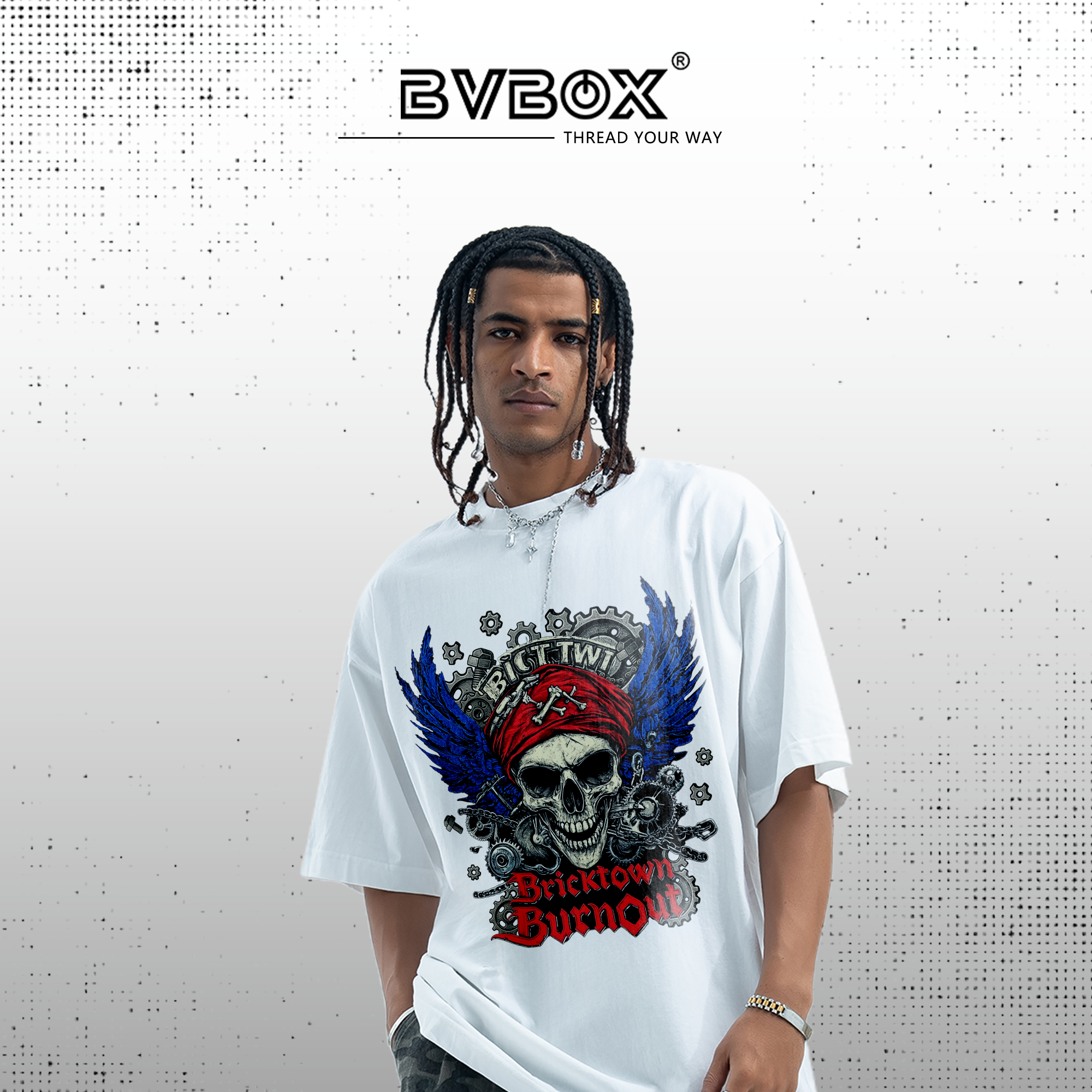 BVBOX Shadow Bones Fashion Loose Cotton Short Sleeves