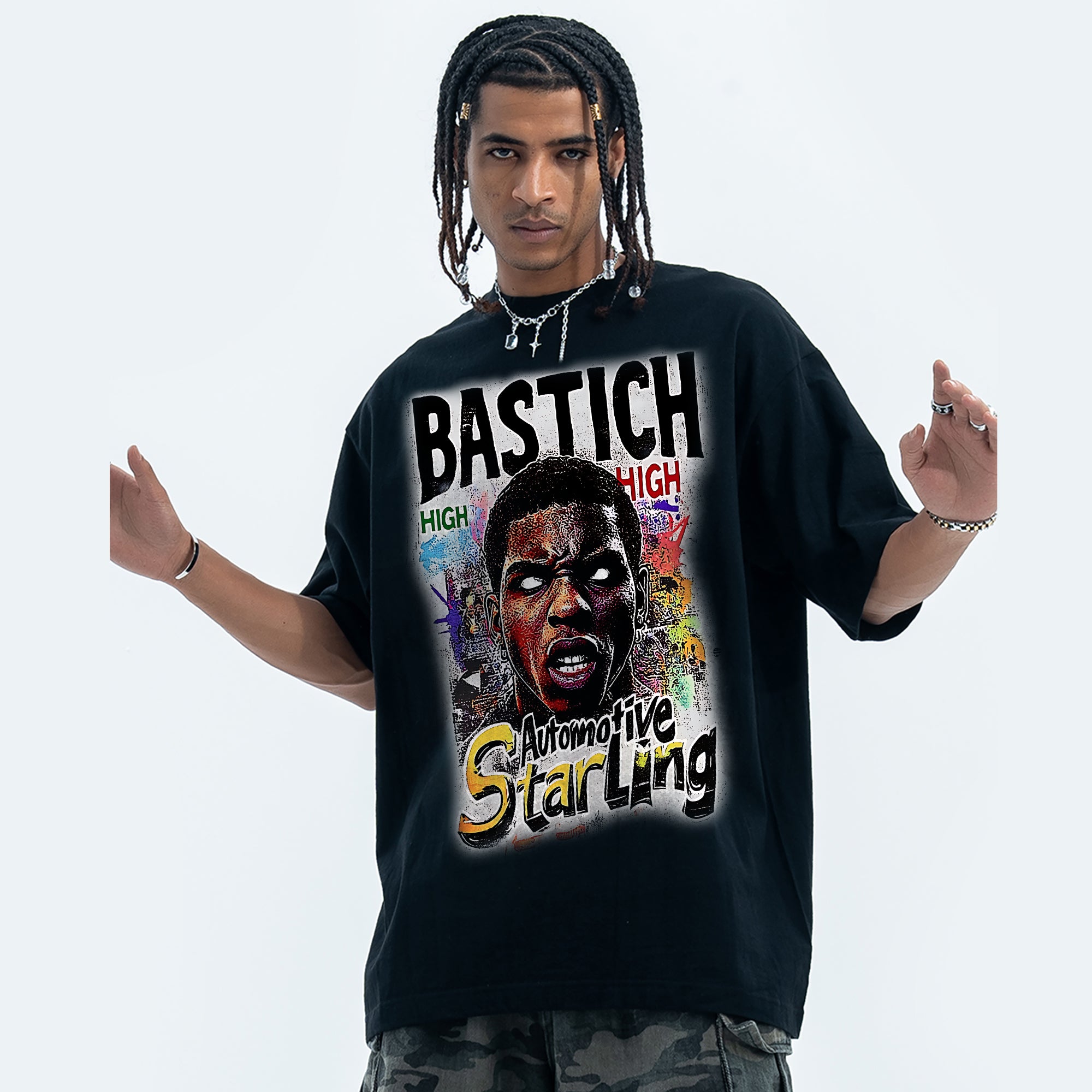 BVBOX Star Motive T-Shirt Fashion Loose Cotton Short Sleeves