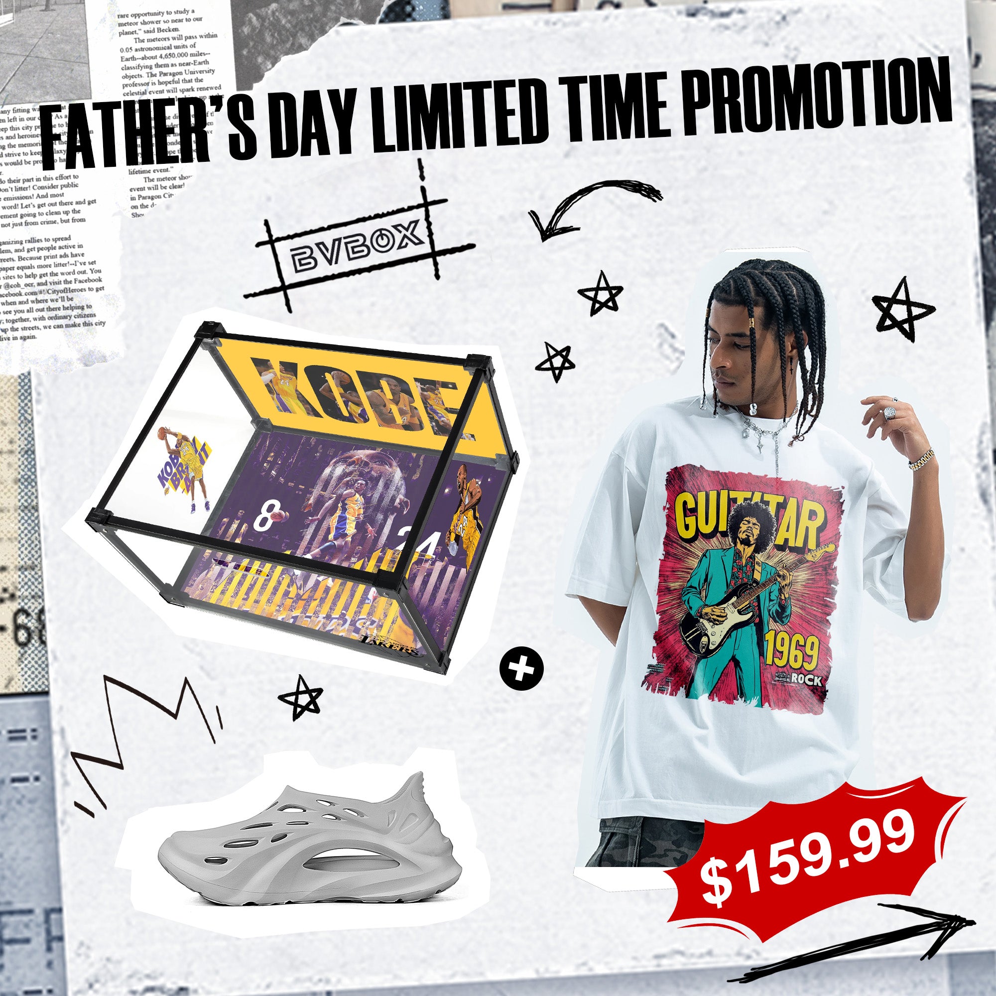 BVBOX MAMBA ×Freedom Jam T-Shirt × Crocs Trendy Fashion Three Piece Set