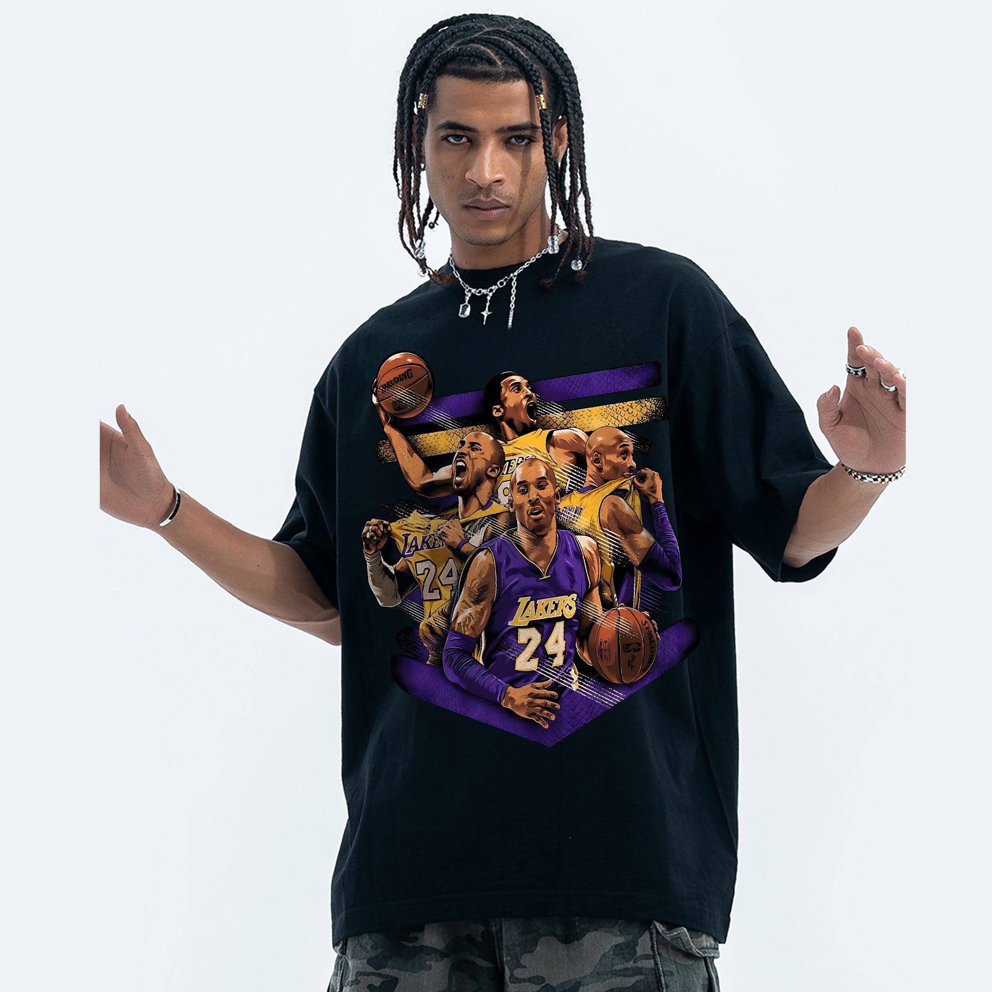 Purple Gold Glory T-Shirt Fashion Loose Cotton Short Sleeves