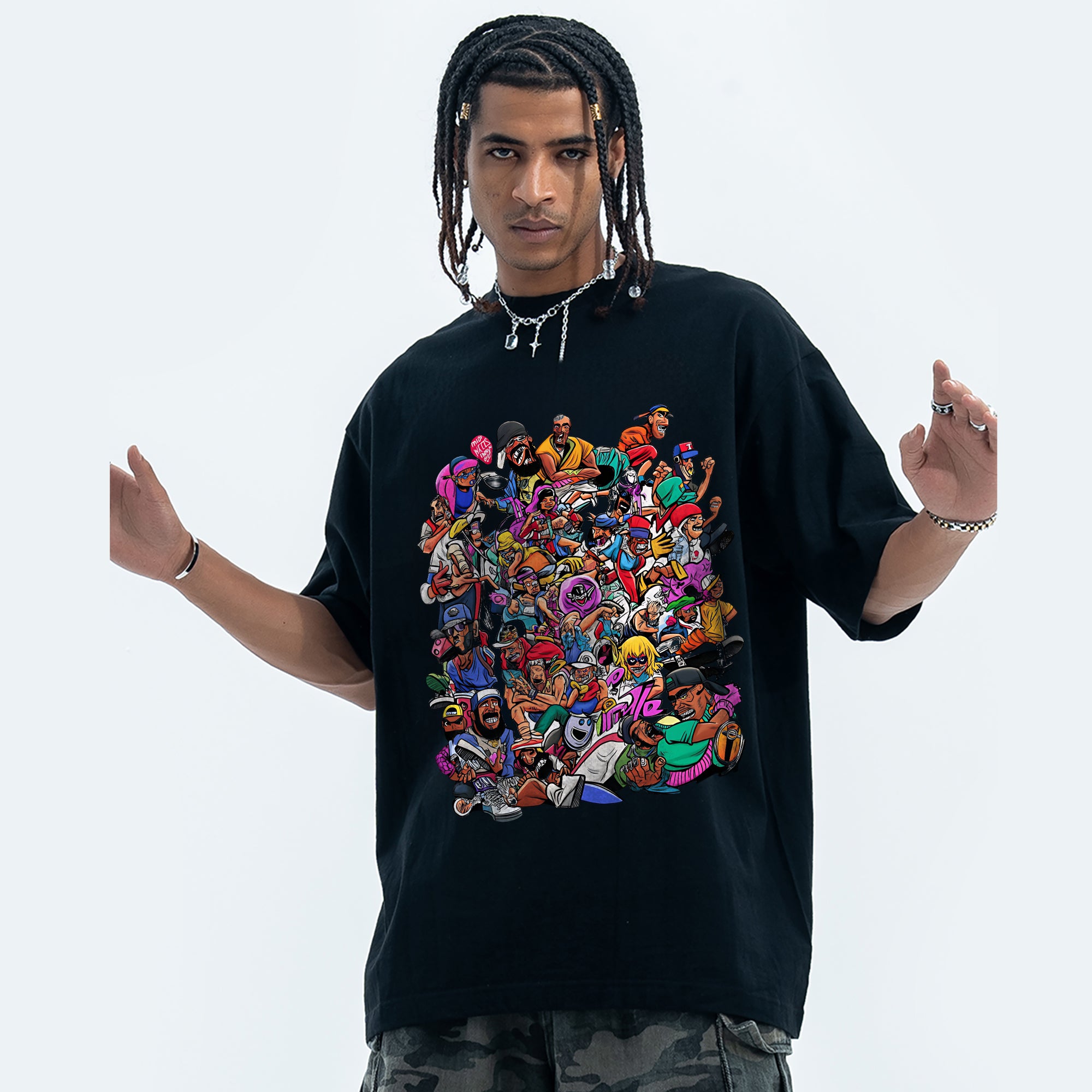 BVBOX Street Comics T-Shirt Fashion Loose Cotton Short Sleeves