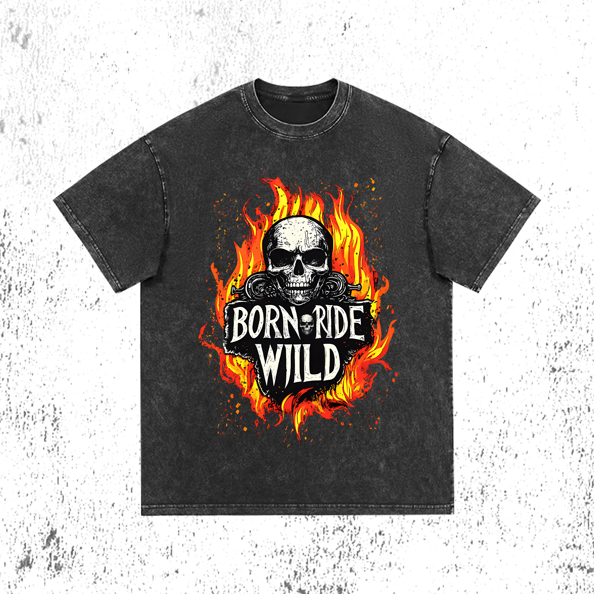 Born to Ride Streetwear Oversized Washed Tee