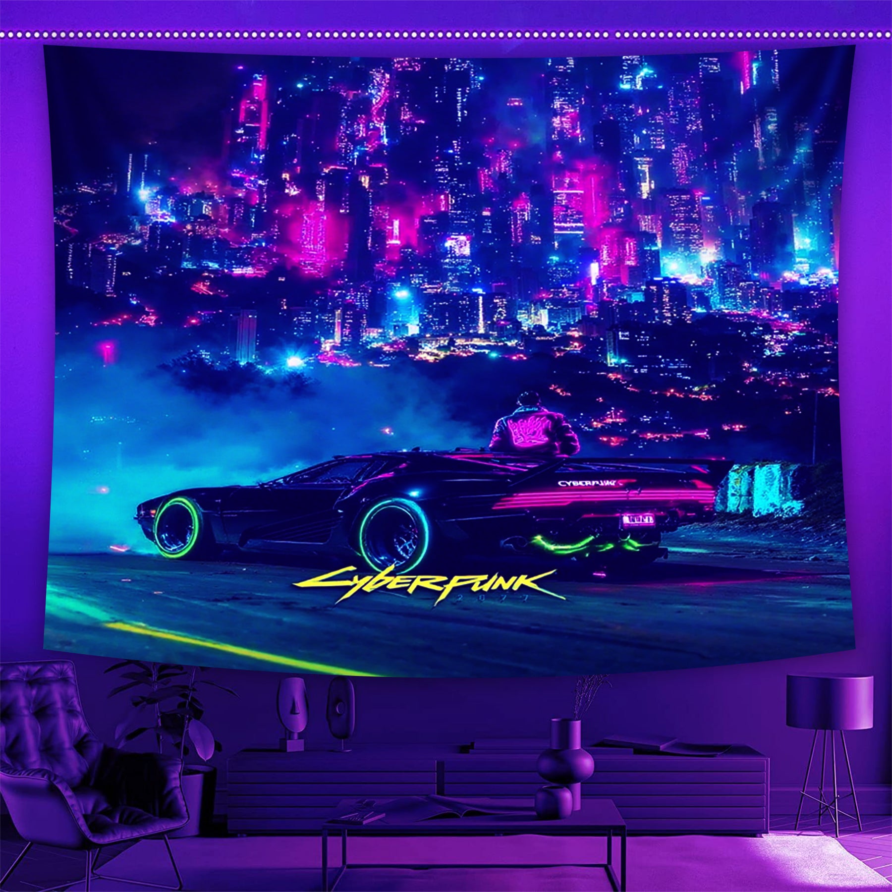 Light Rides Fluorescent Decorative Bedroom Tapestry