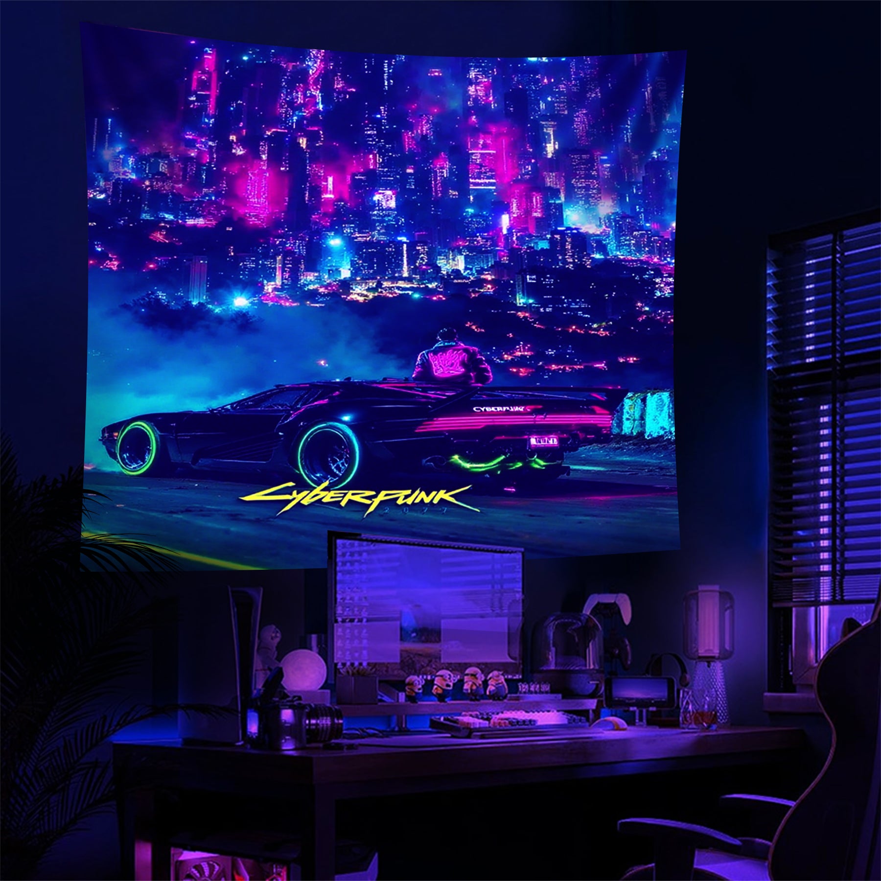 Light Rides Fluorescent Decorative Bedroom Tapestry