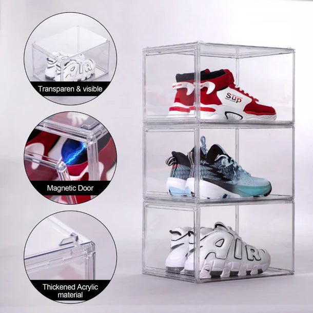 3 Packs Clear Acrylic Stackable Shoe Storage Boxes