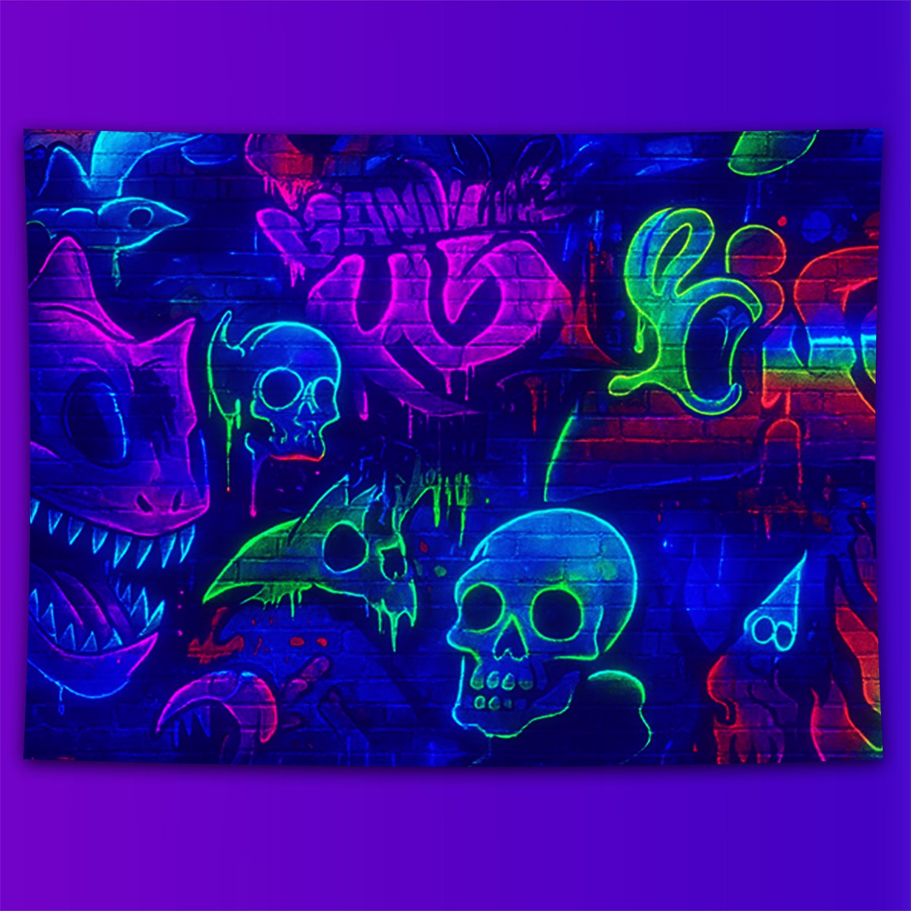 Ghost Graffiti Night Fluorescent Decorative Bedroom Tapestry