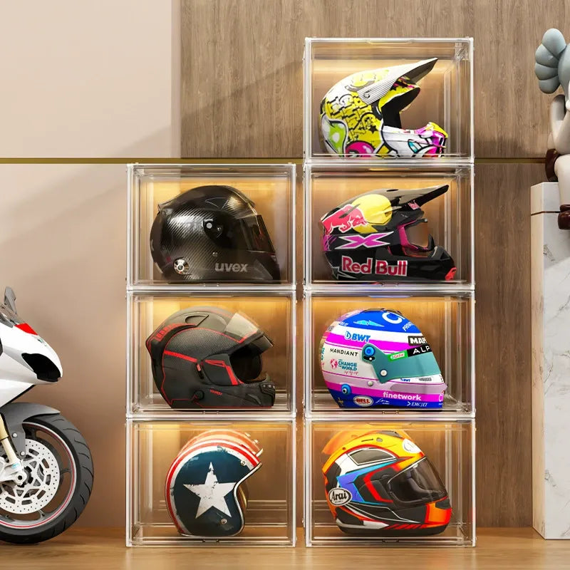Motorcycle Helmet Storage Display Case, 3