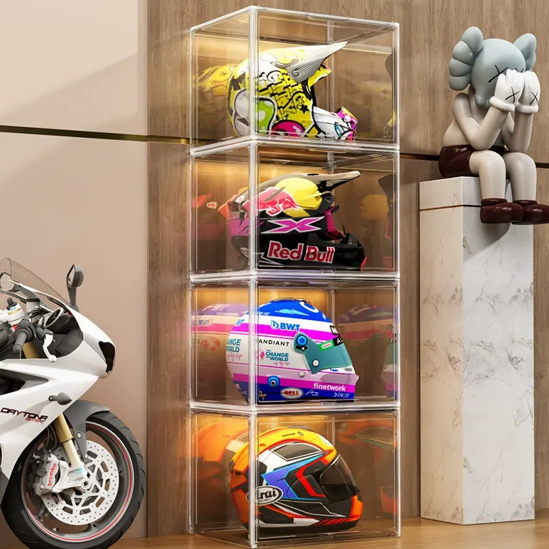Motorcycle Helmet Storage Display Case, 3